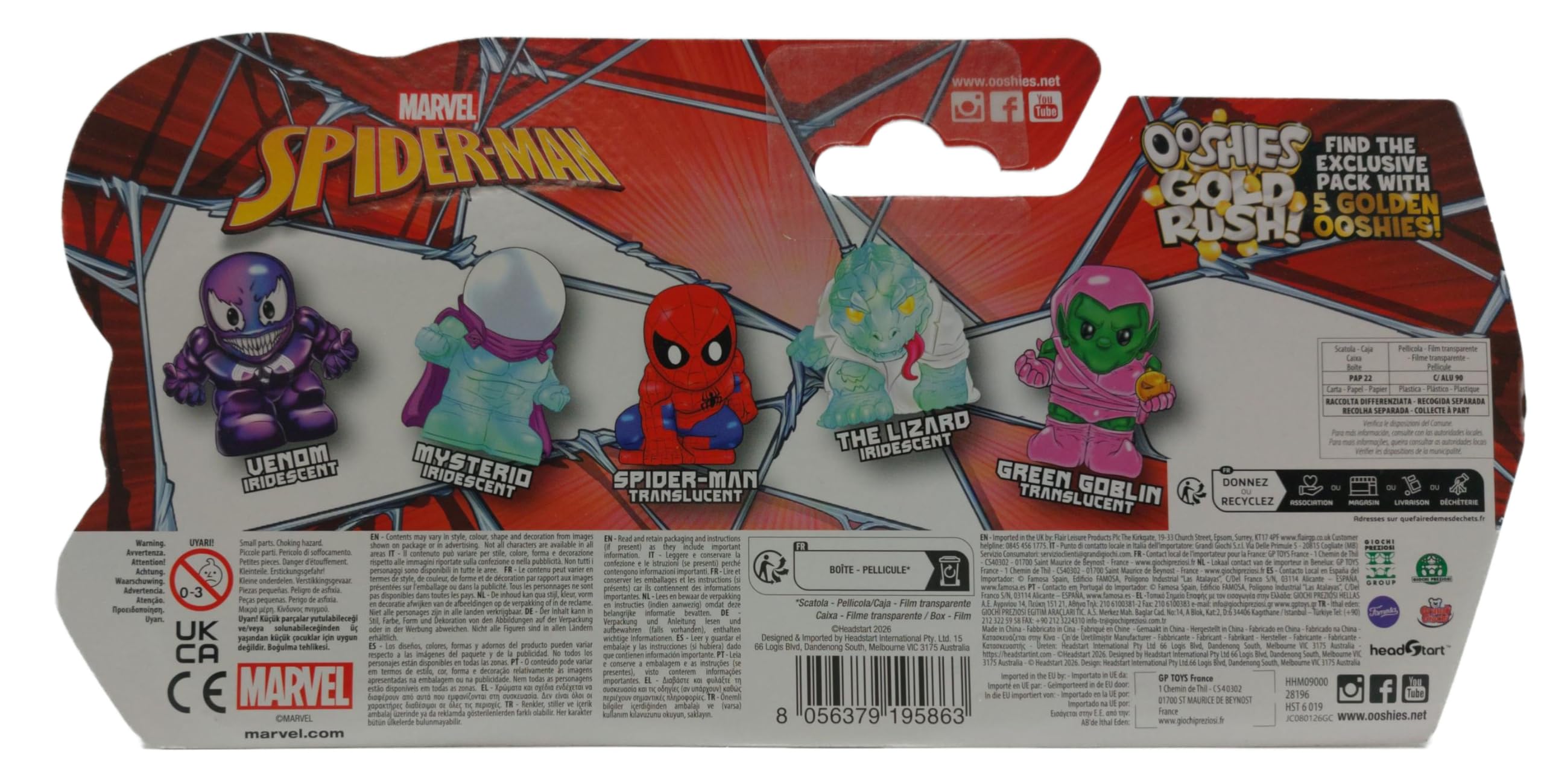 Giochi Preziosi Ooshies Spider-Man Collectibles 5 Pack Pencil Toppers - Chance of Rare Gold Pack