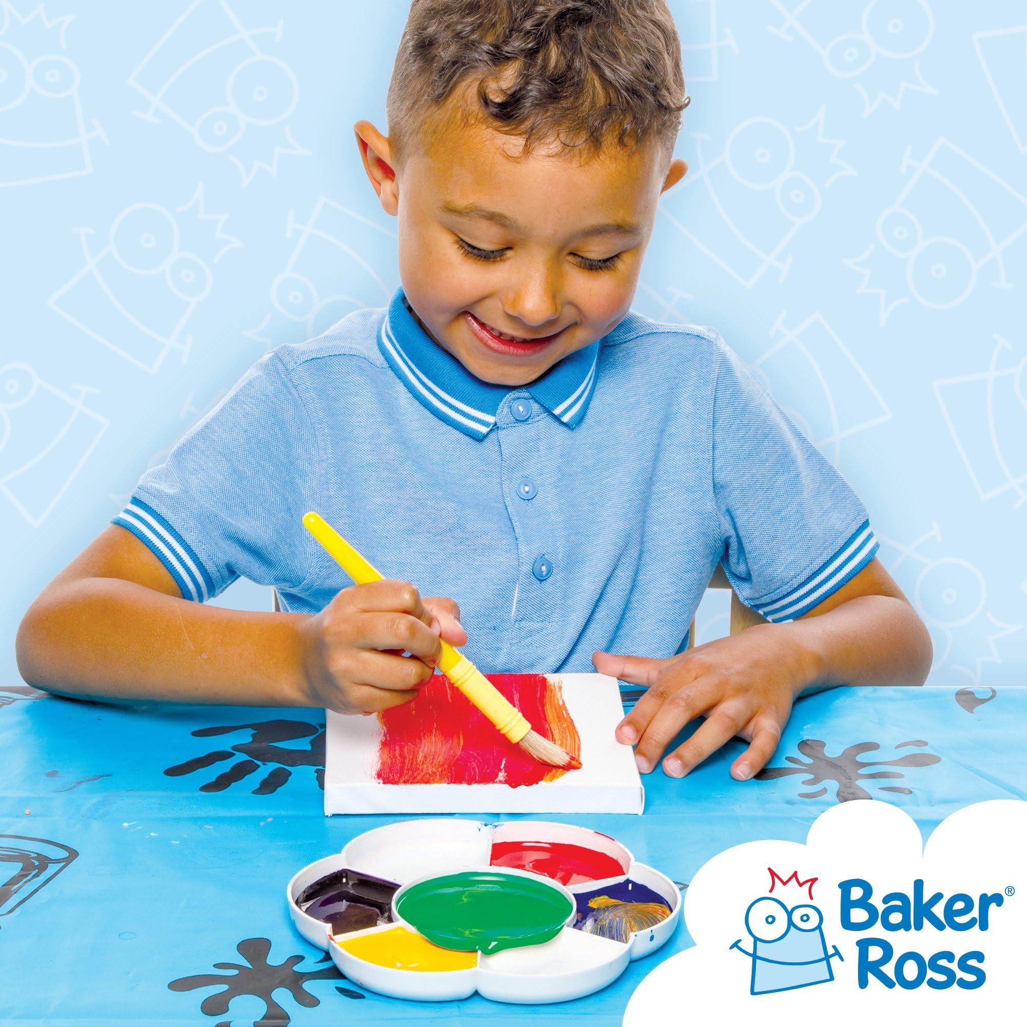 Baker Ross Flower Paint Palettes - Pack of 3 | 7 Wells per Palette | 17cm Diameter
