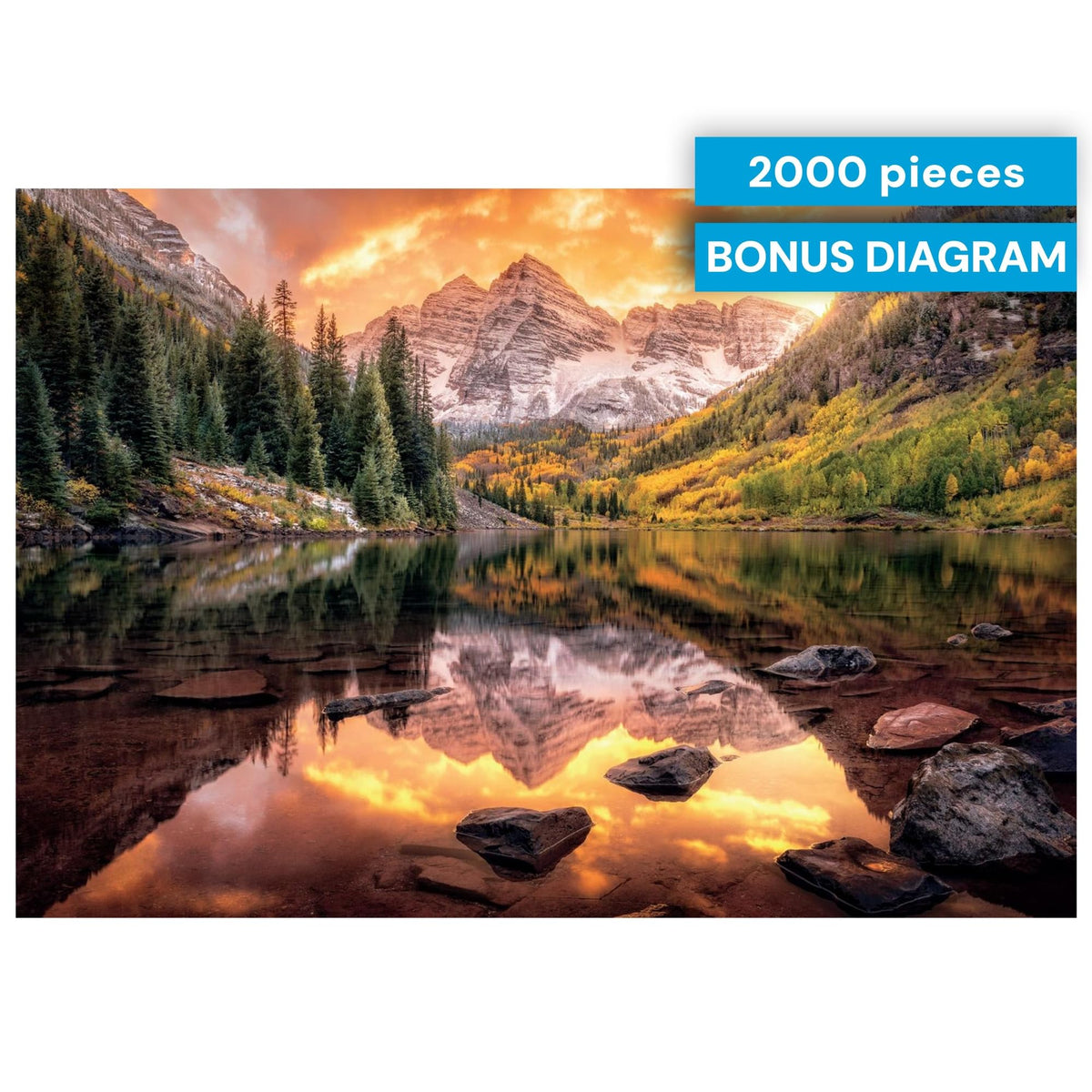 Buffalo Games Maroon Lake Reflection 2000 Piece Jigsaw Puzzle - Age 14+