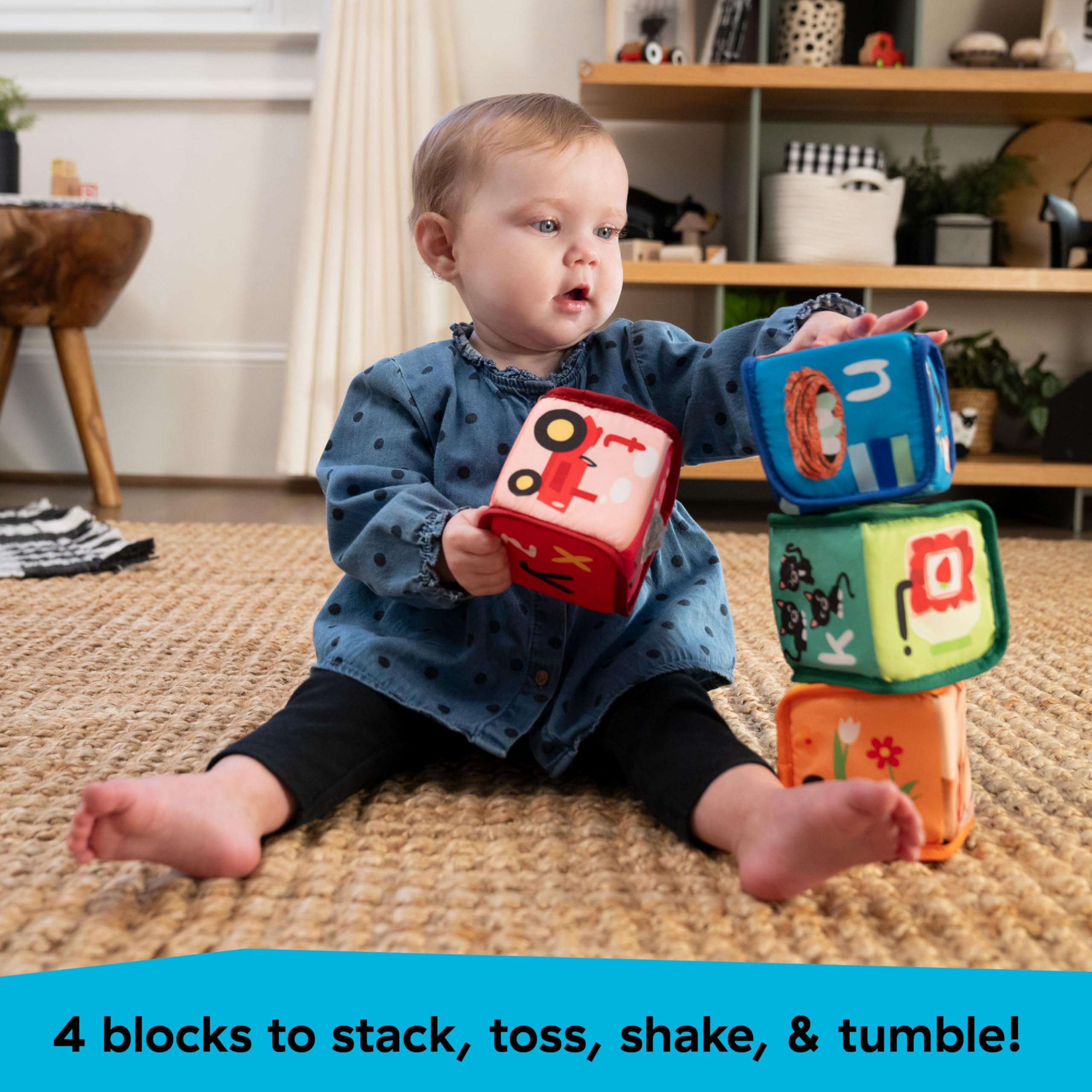 Baby Einstein Alpha Stacks Soft Blocks - Multisensory Stacking Toys for Infants and Toddlers 7