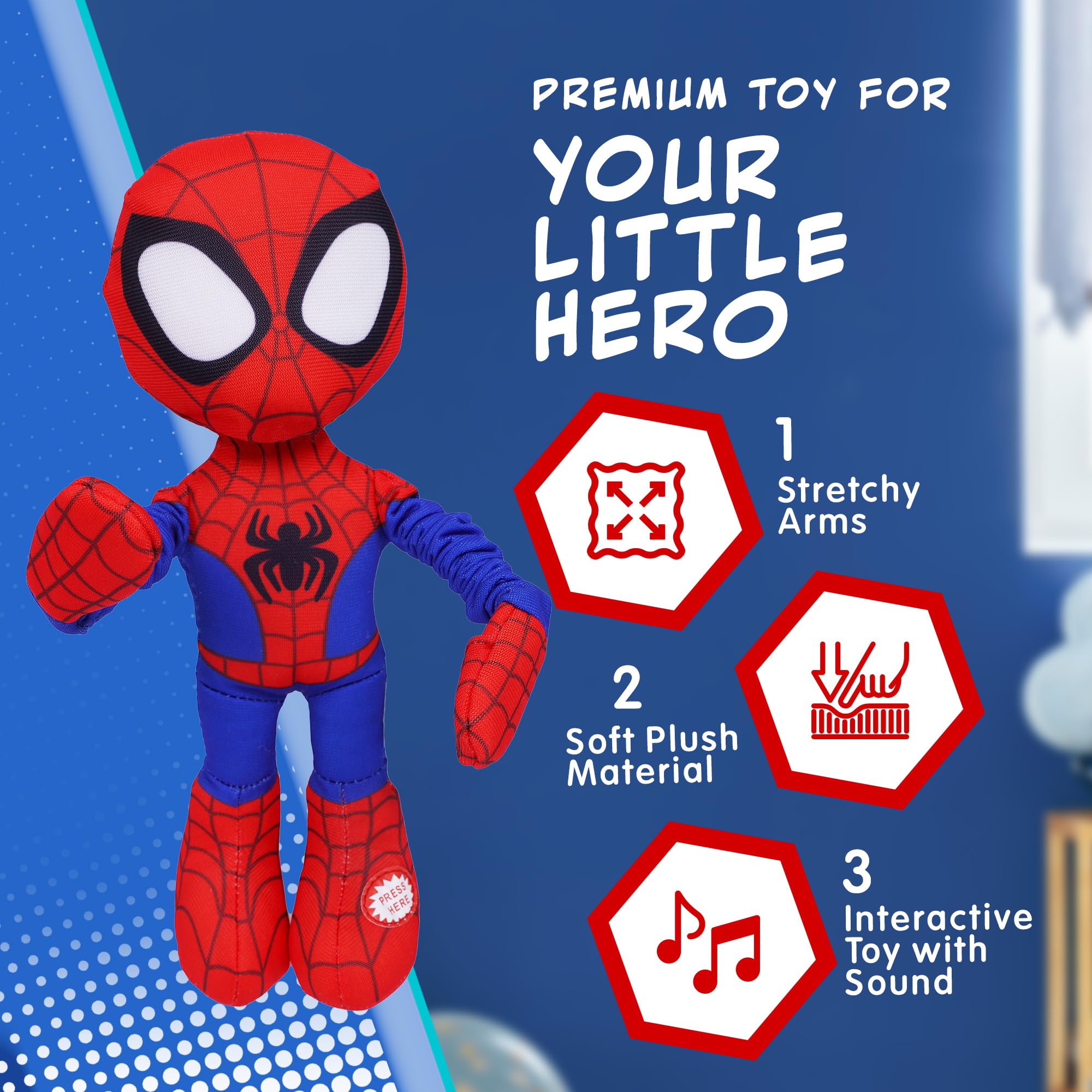 Marvel Spidey and His Amazing Friends Slingshot Plush Spider-Man Toy - Stretchable Arms for Web-Slinging Fun 11