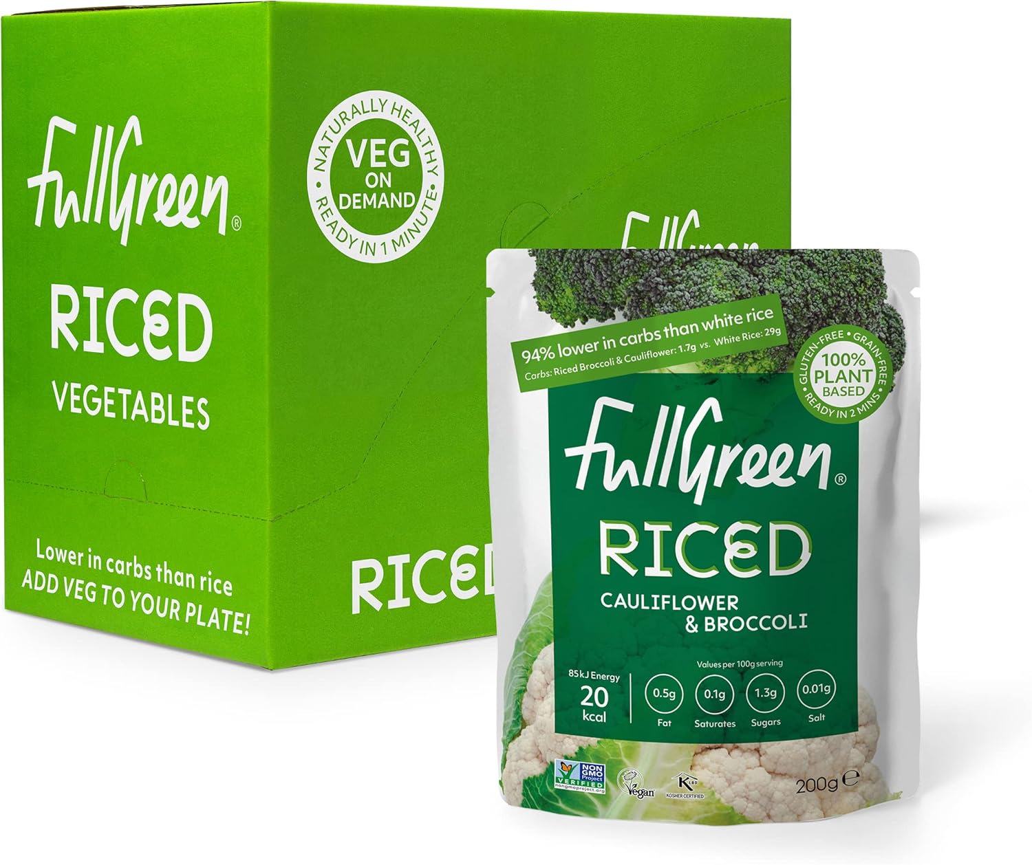 Fullgreen - Riced Broccoli & Cauliflower Plant-Based Low-Carb Rice Alternative 10