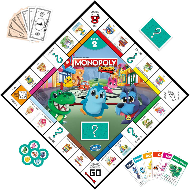 Monopoly Junior Board Game, 2-Sided Gameboard, 2 Games in 1
