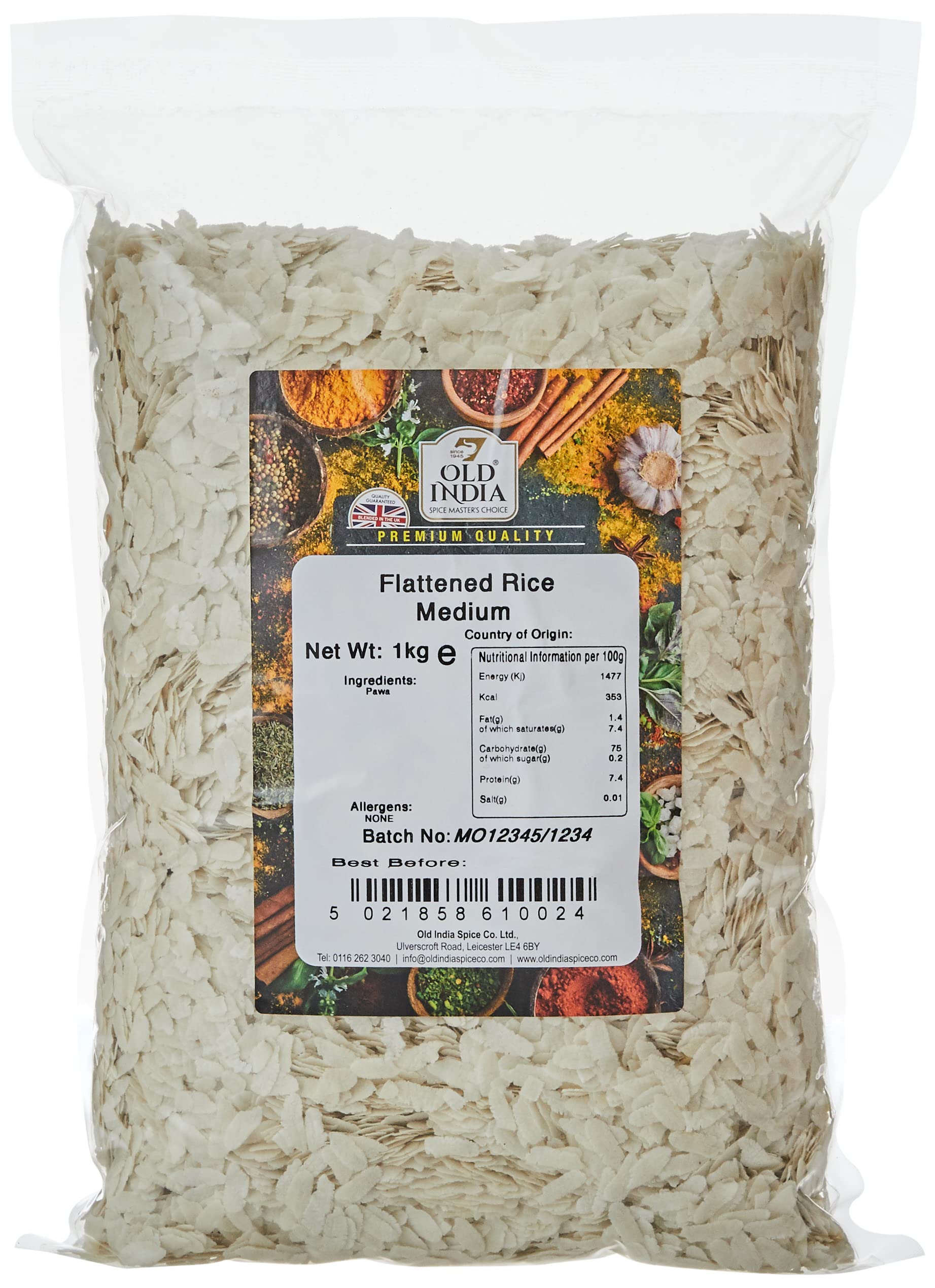 Old India Flattened Rice Medium - 1kg Natural & Additive Free | Pawa