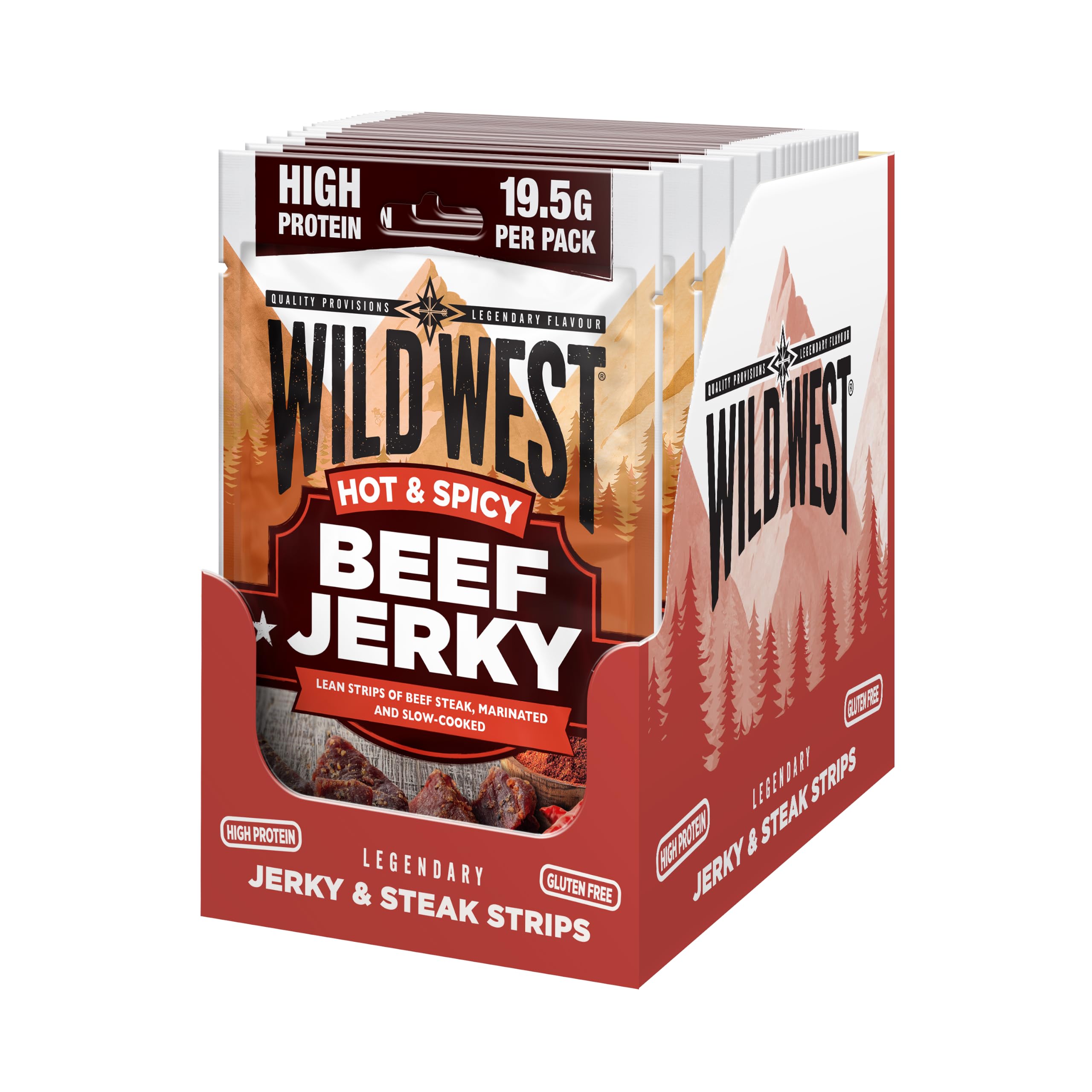 WILD WEST Jalapeno Beef Jerky - High Protein, Gluten Free Snack | 25g Strips (Pack of 12)