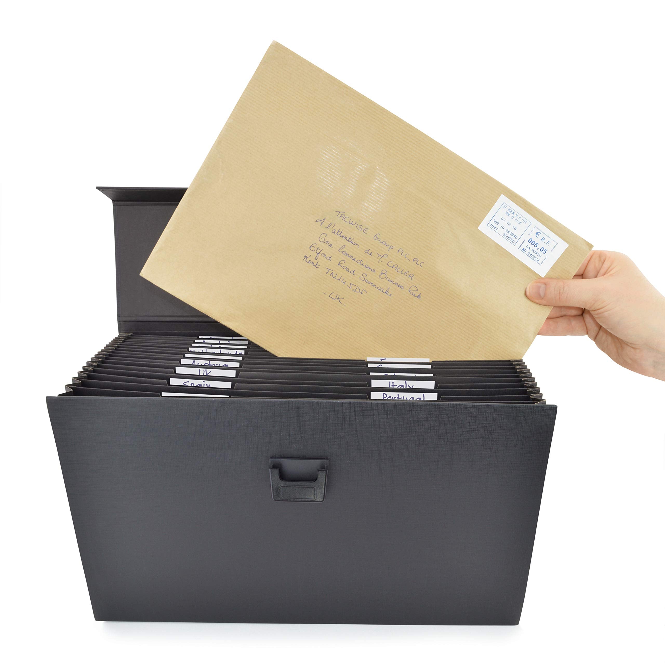 Rapesco 1555 19-Part Expanding Box File Document Organiser, A4+, Black 9