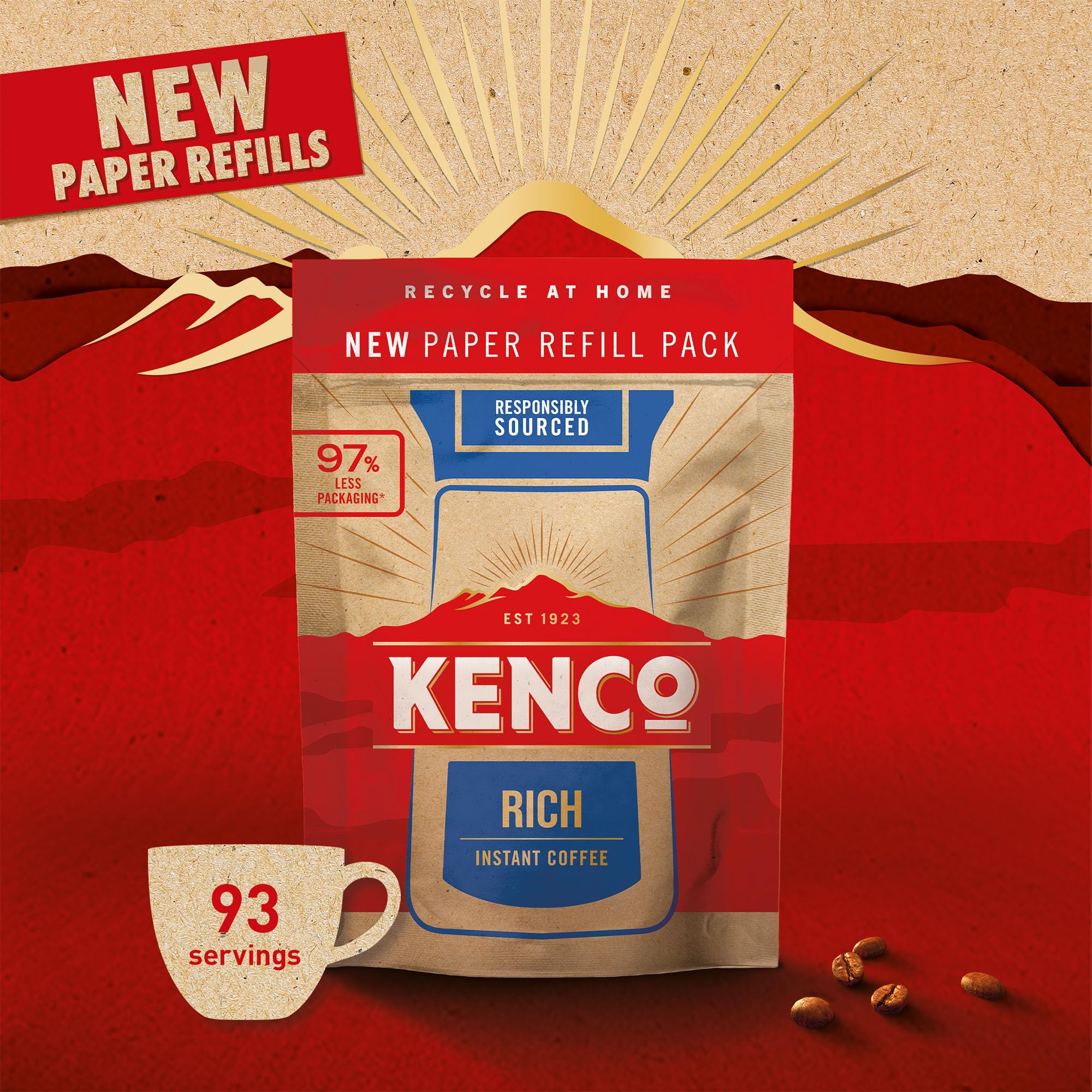 Kenco Rich Instant Coffee Refill 150g x 5 (750g Total) - 100% Responsibly Sourced, Home Recyclable Packaging 3