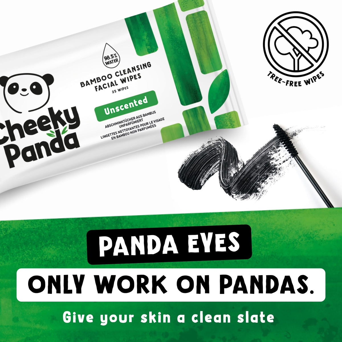 The Cheeky Panda Bamboo Face Cleanser Wipes - Unscented, Biodegradable | 6 Pack of 25