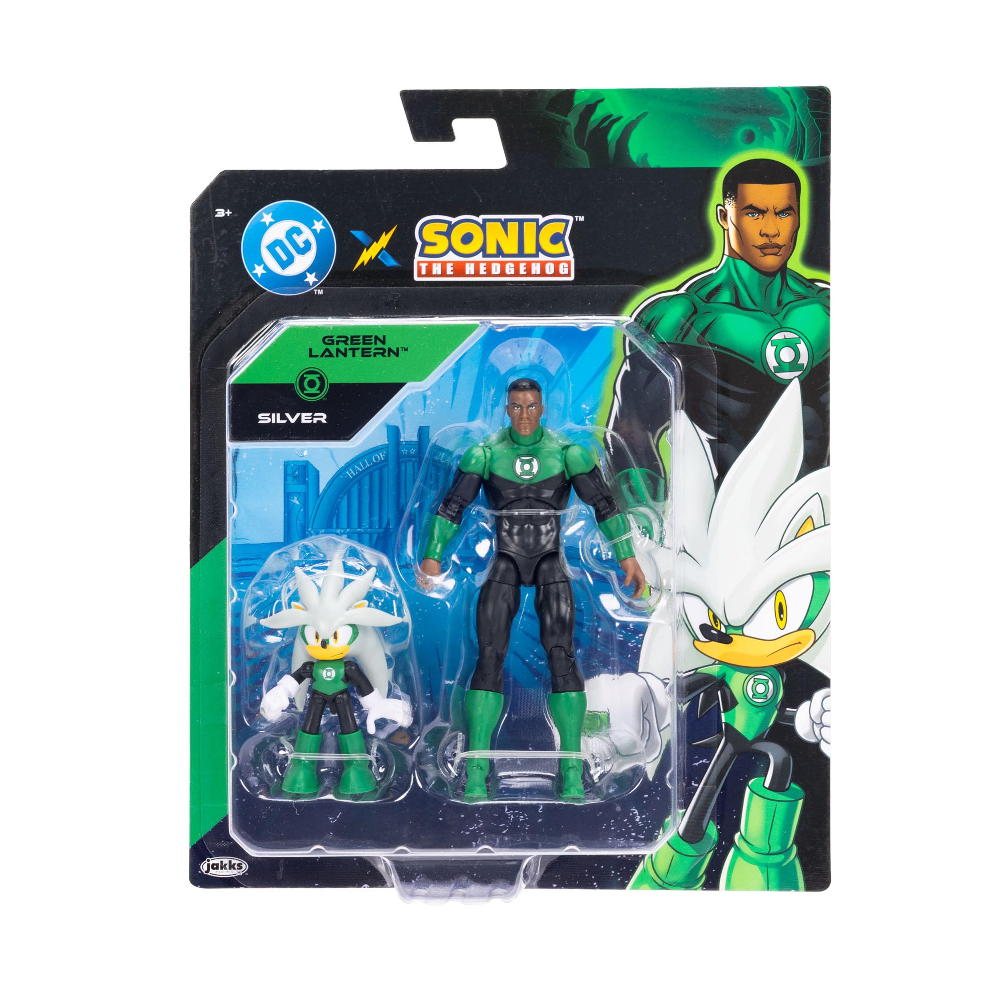 Sonic The Hedgehog DC x Sonic Silver as Green Lantern & Classic Green Lantern Action Figure Multipack 3