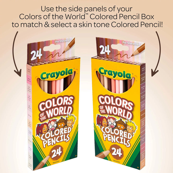Crayola Colours of the World Coloured Pencils - 24 Multicultural Skin Tone Pencils for Kids 3+
