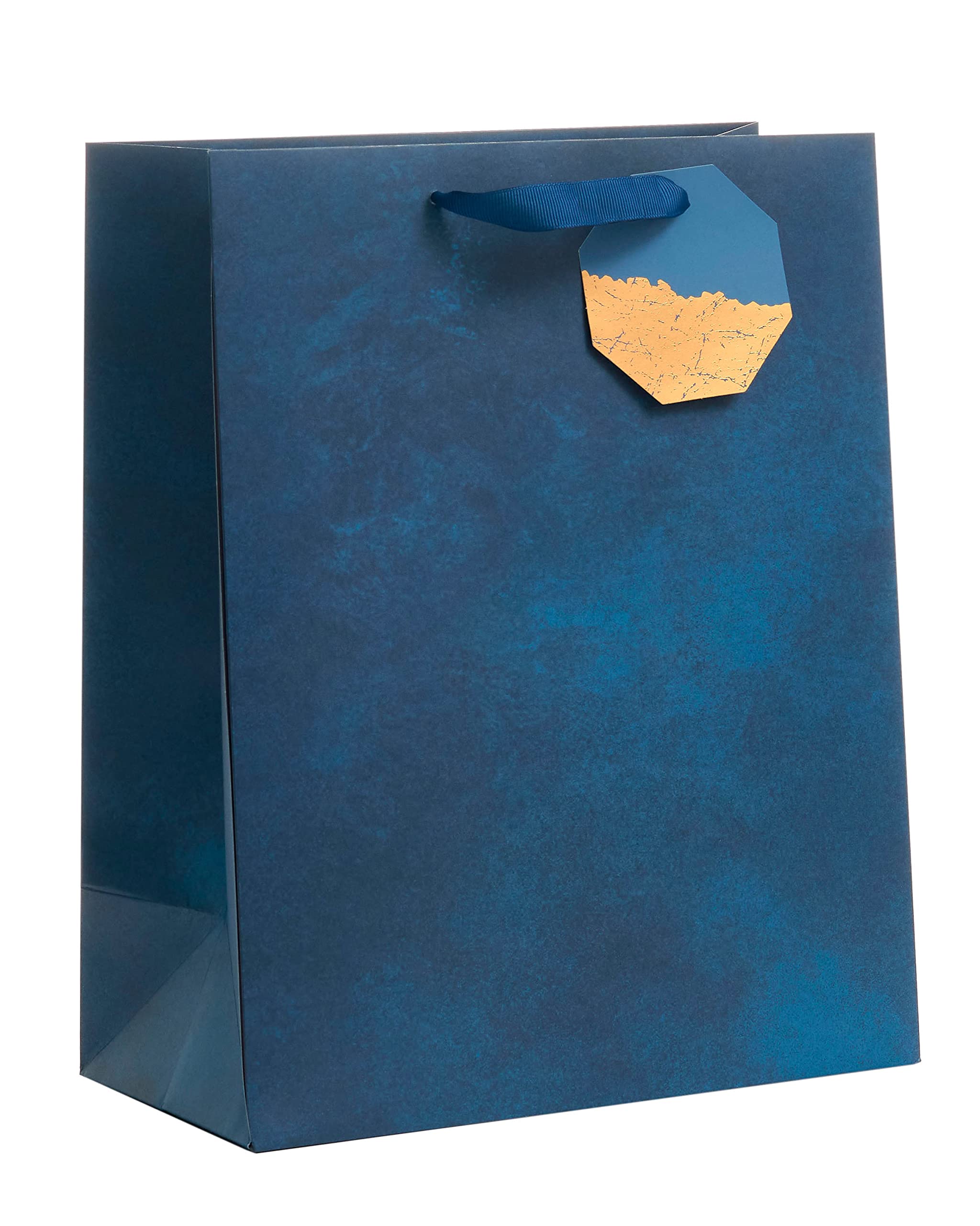 UK Greetings Large Gift Bag - Navy Inky Blue with Foil Tag | Perfect for Birthdays & Parties