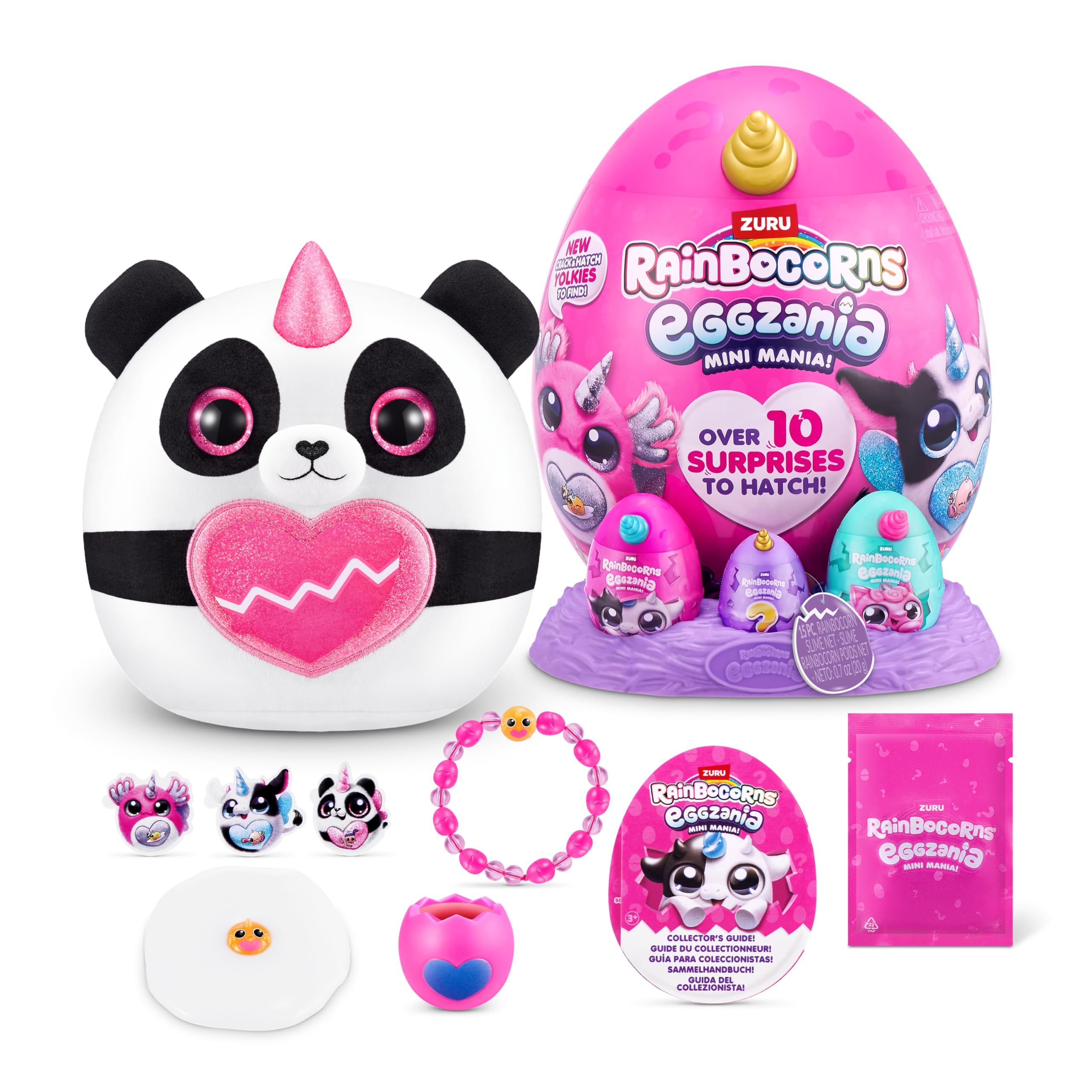 Rainbocorns ZURU Eggzania Mini Mania Plush Surprise - Panda, Age 3+