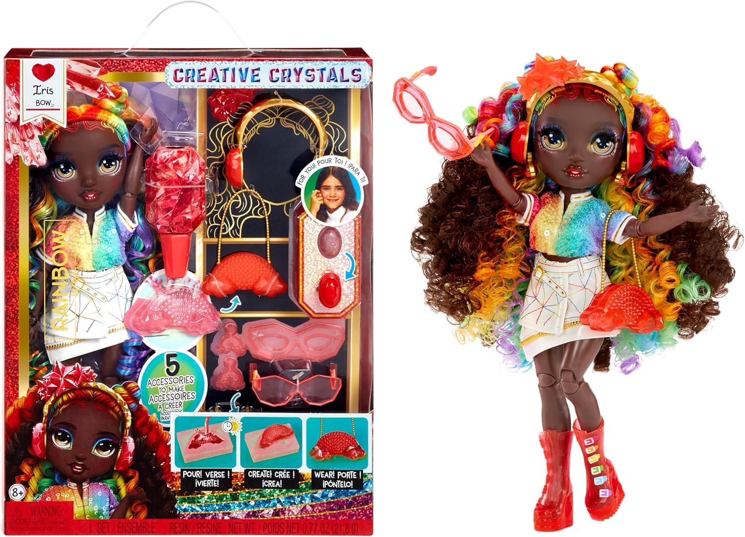 Rainbow High Creative Crystals Iris - 28 cm Fashion Doll with DIY Crystal Make It Kit