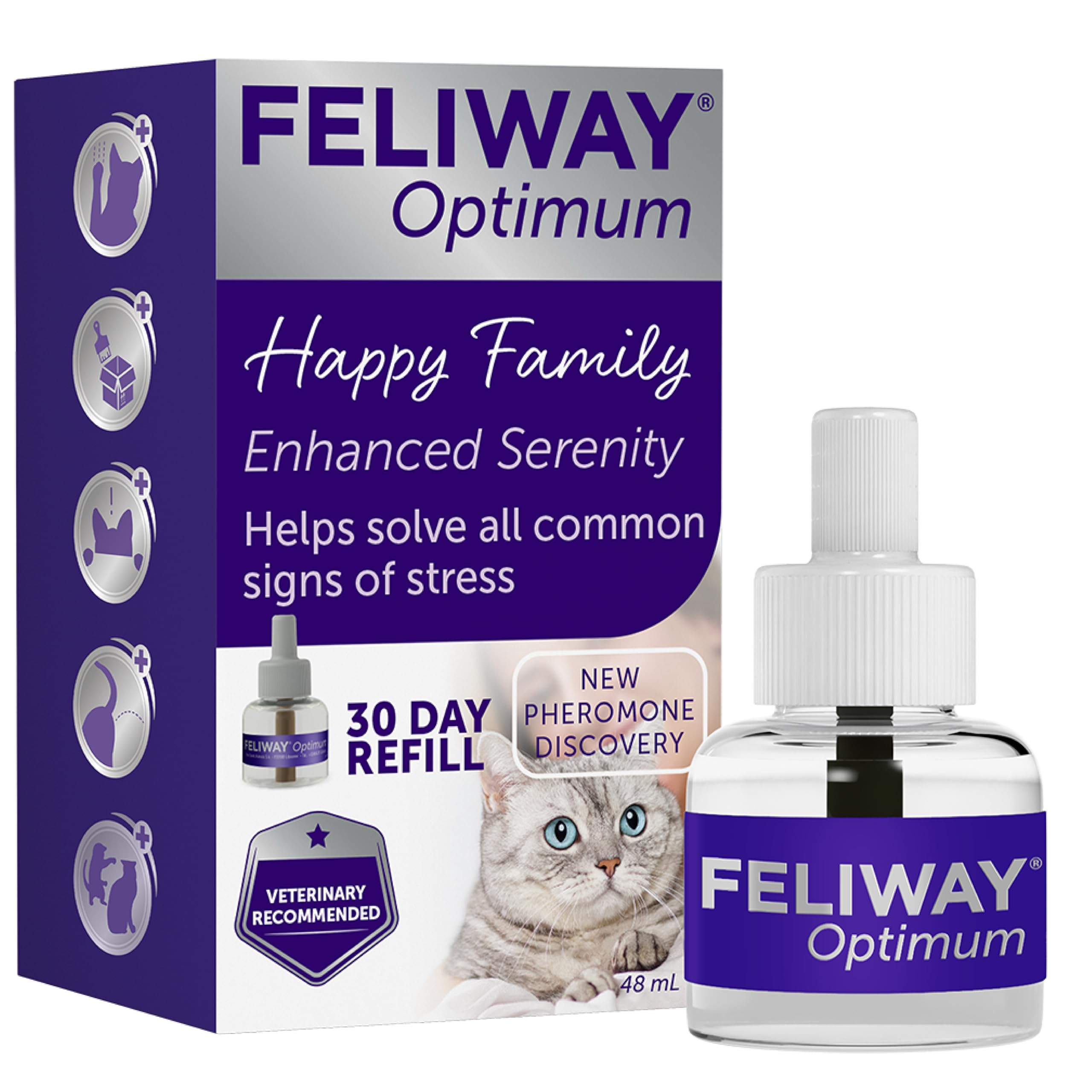 Feliway Optimum Cat Calming Pheromone Diffuser Refill - 30 Day Supply, 48ml 1