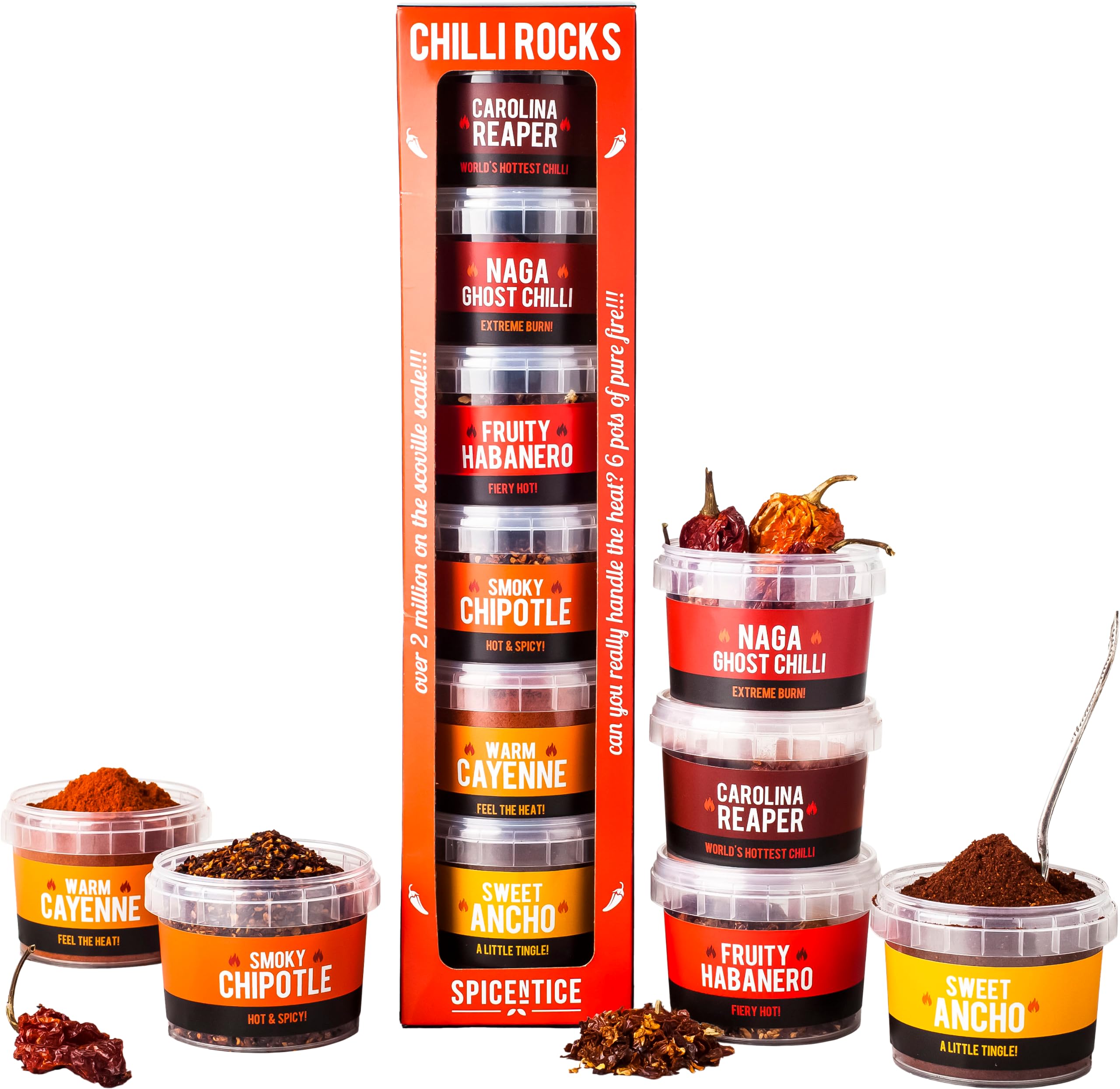 SPICE "N" TICE - Ultimate Hot Chilli Pepper Gift Set - 100% Pure Premium Chilli 6-Pack