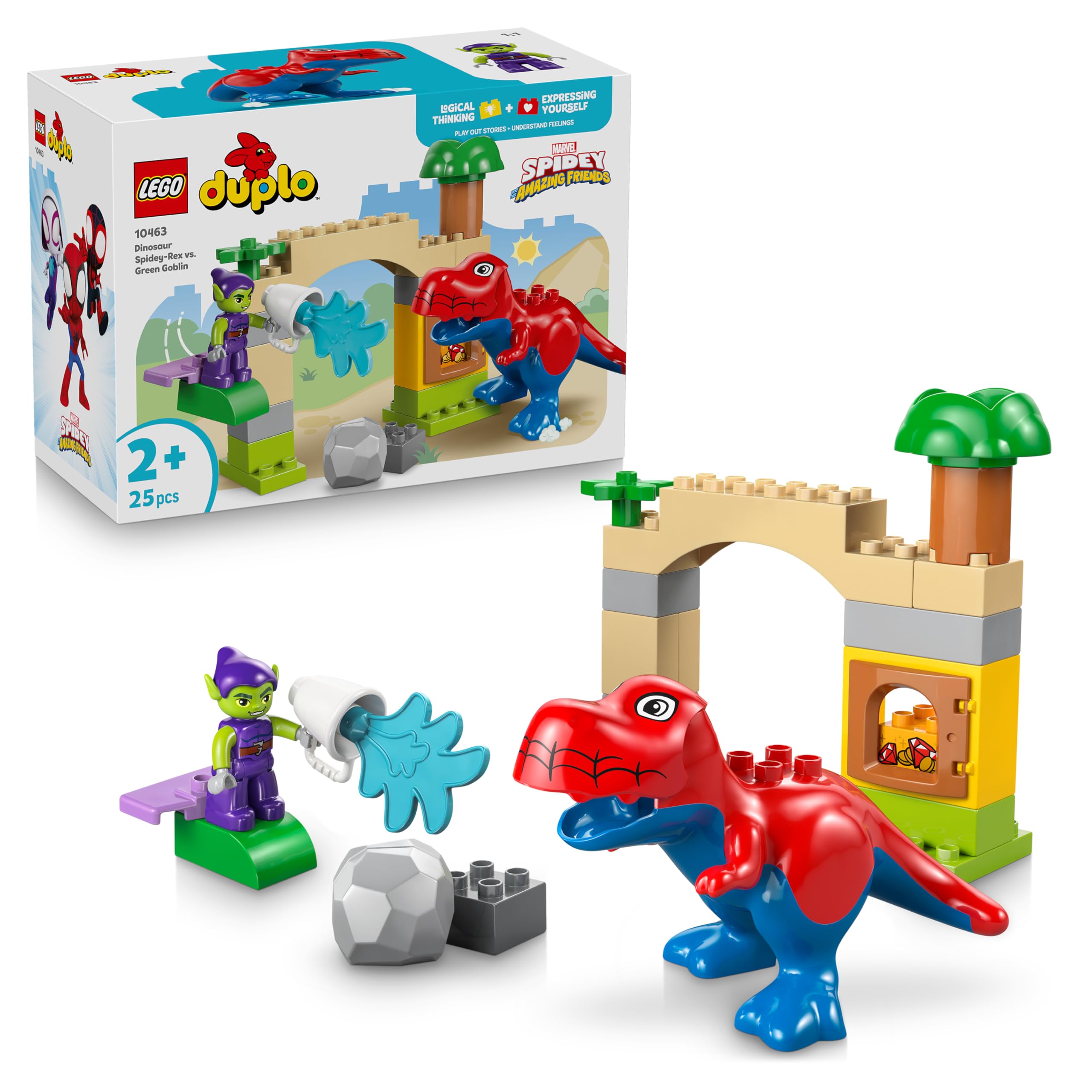 LEGO DUPLO Marvel Dinosaur Spidey-Rex vs. Green Goblin Building Set | Ages 2+