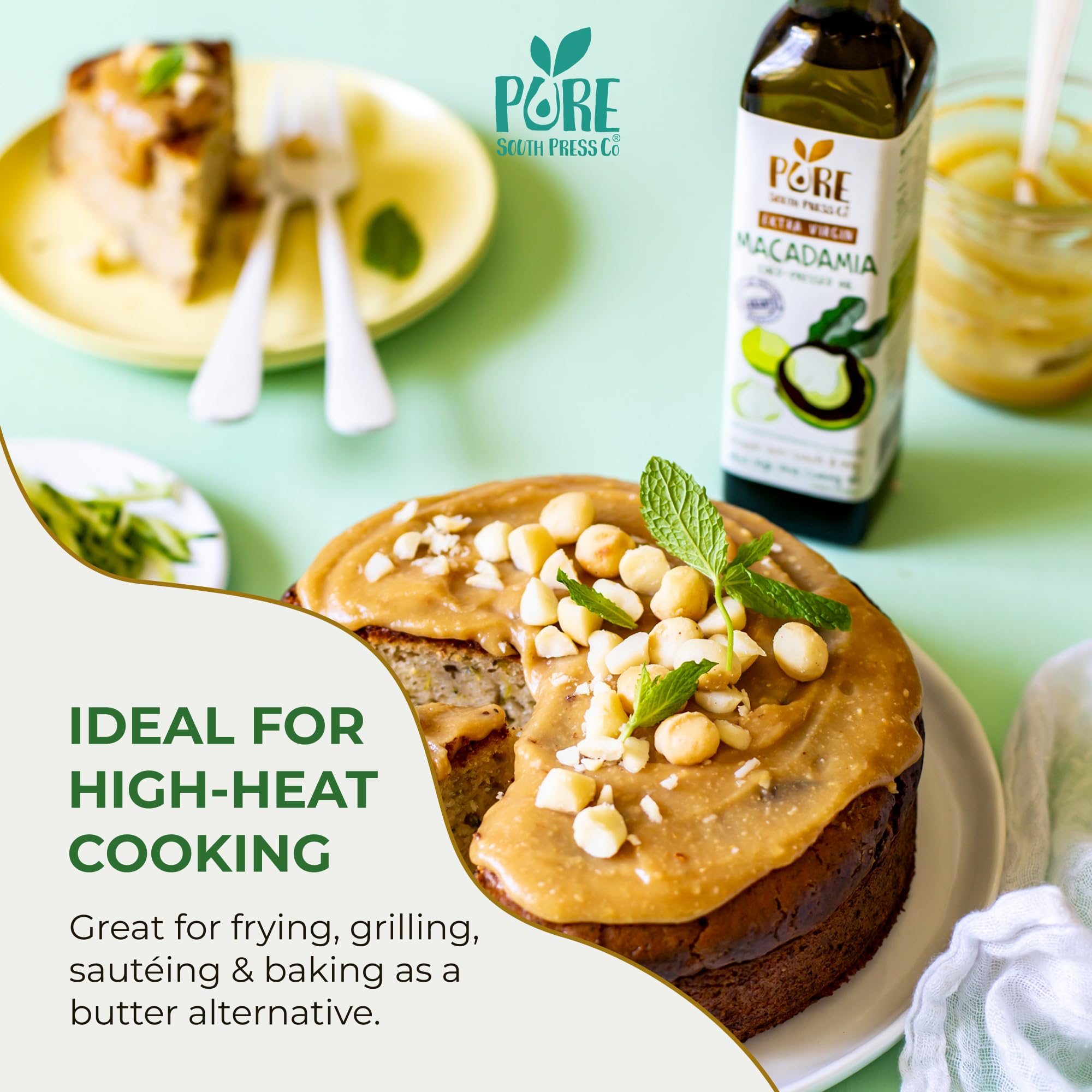Pure South Press Cold-Pressed Extra Virgin Macadamia Nut Oil - High Heat Cooking | 70% Mono-Unsaturated Fat | 500 ml 7
