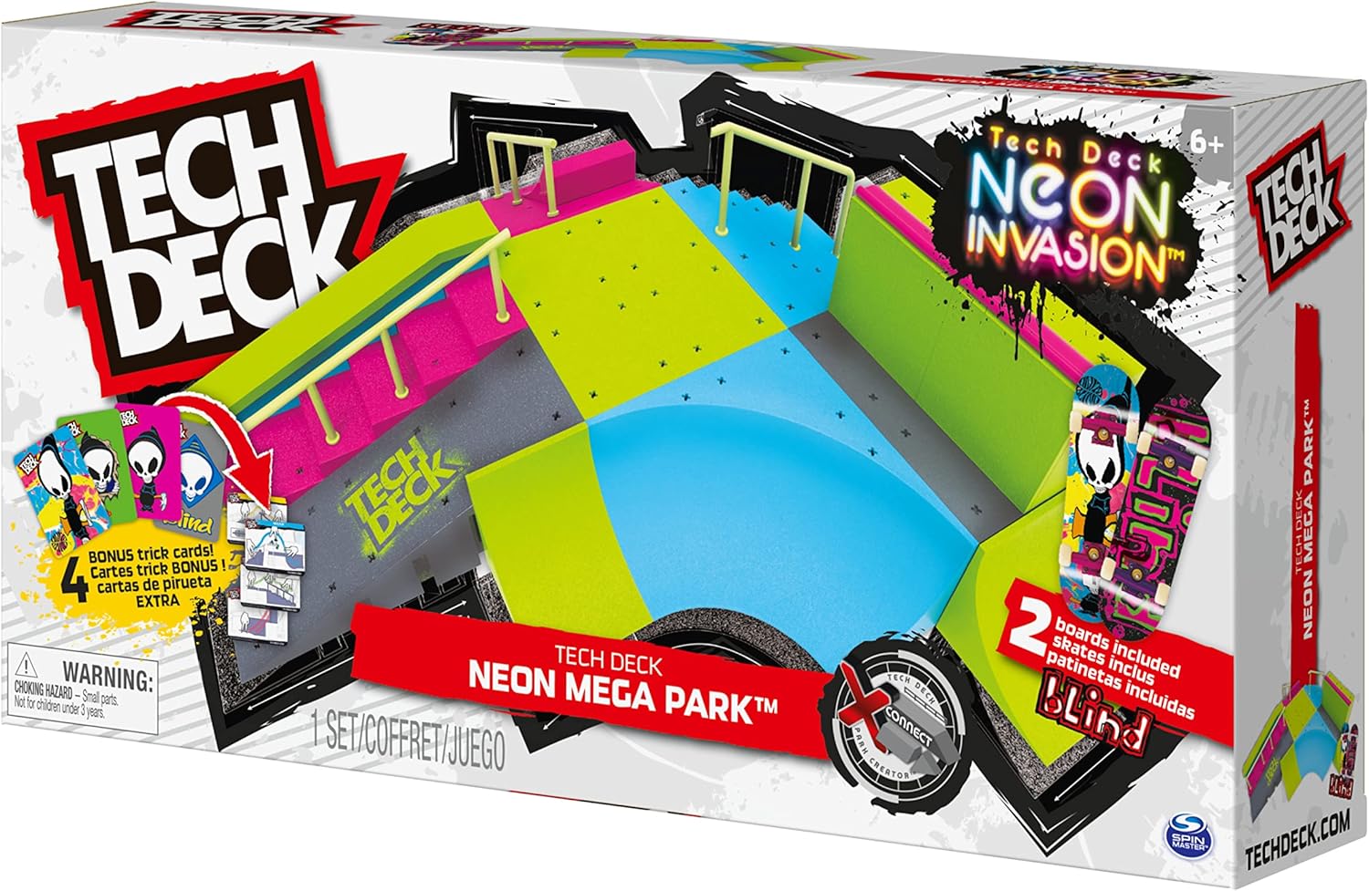 Tech Deck Neon Mega Park X-Connect Creator - Glow-in-the-Dark Customizable Skatepark Playset for Ages 6+ 8