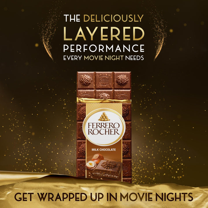 Ferrero Rocher Original Milk Chocolate Bar with Hazelnuts, 90g