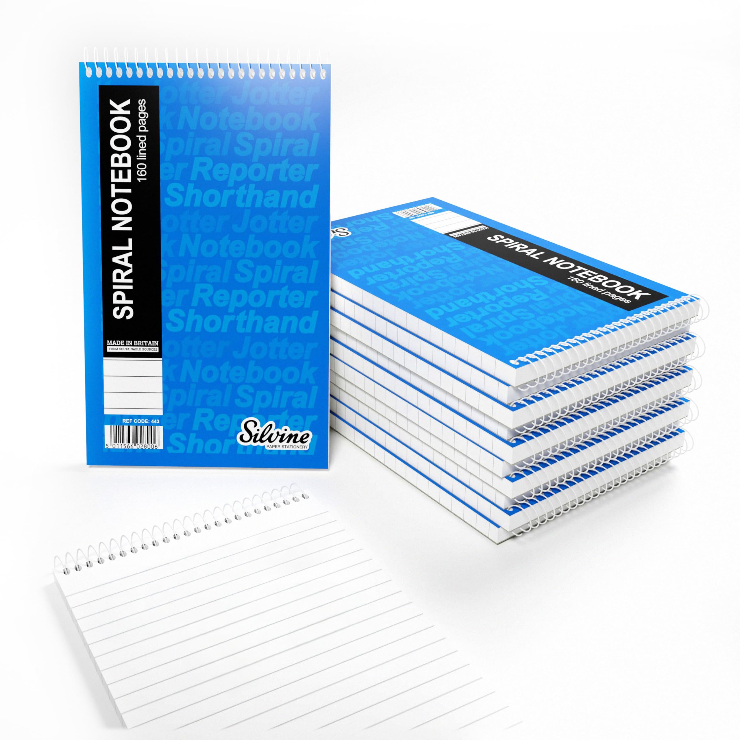 Silvine Reporter's Shorthand Notebook 8x5 Inch, 160 Pages, Blue Soft Cover | Pack of 12
