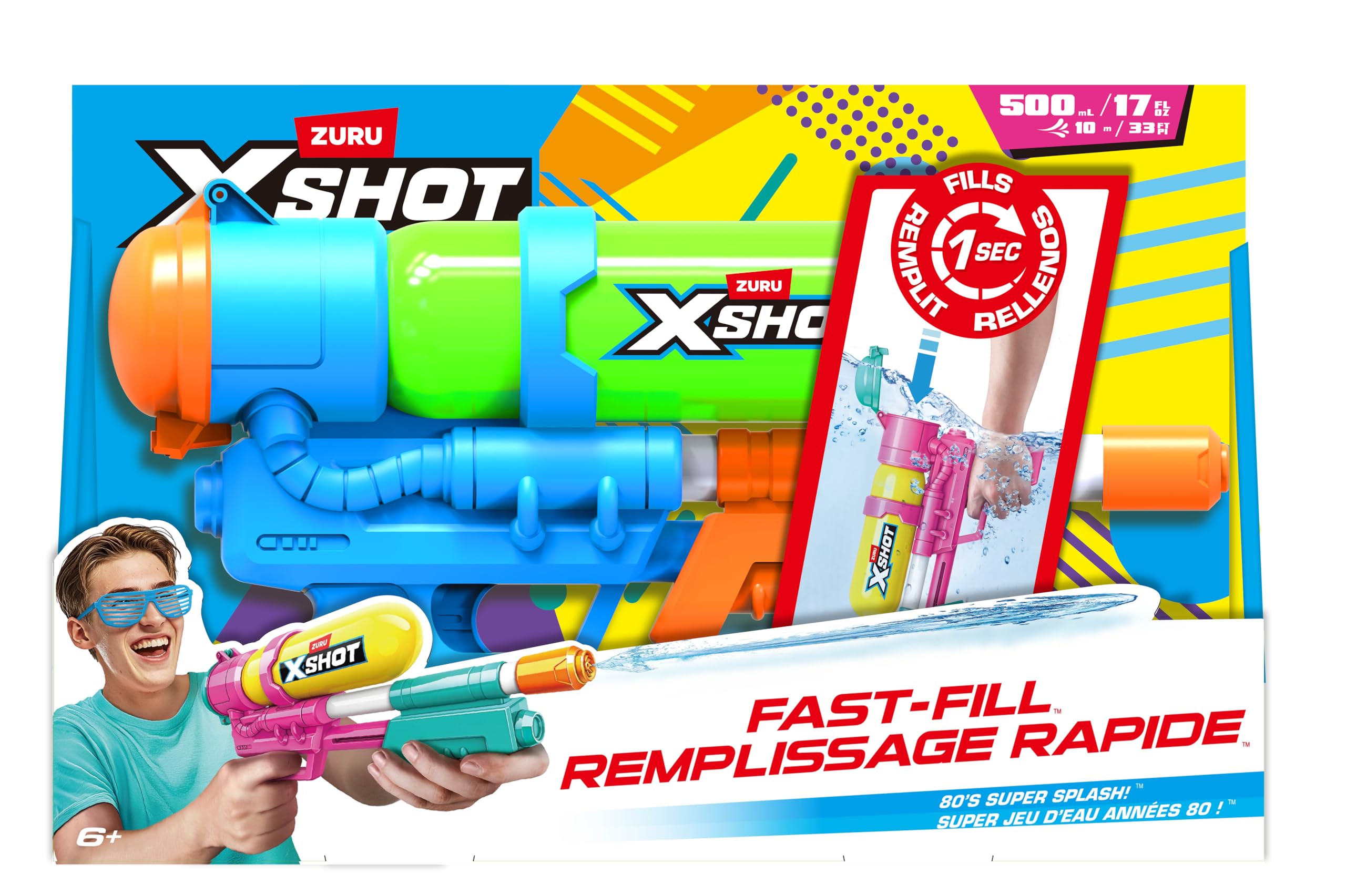 XSHOT Super Splash Water Blaster - Fast-Fill Refill | 33FT Range | 500ML Capacity | Green