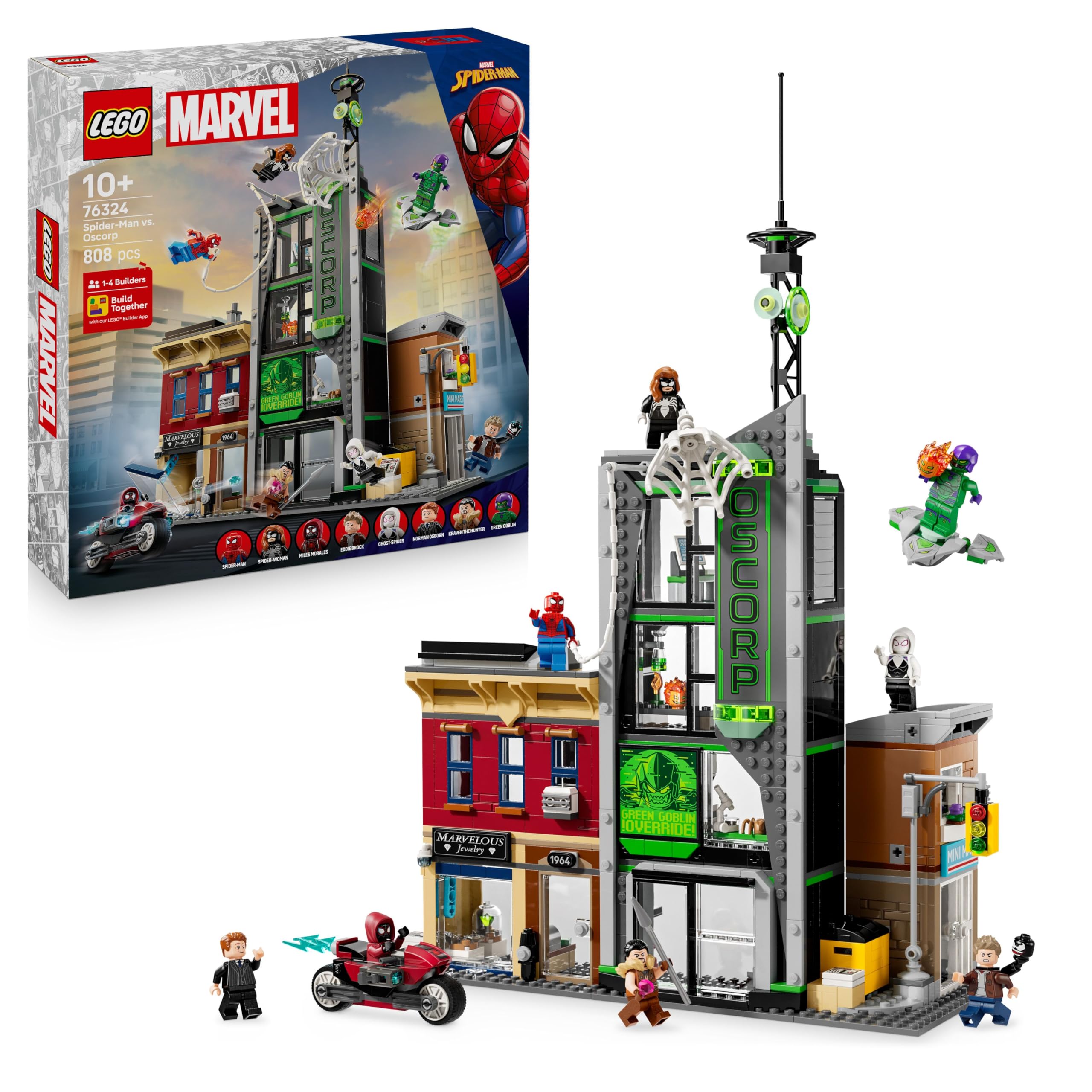 LEGO Marvel Spider-Man vs. Oscorp Building Set 76324 | 8 Minifigures | Ages 10+
