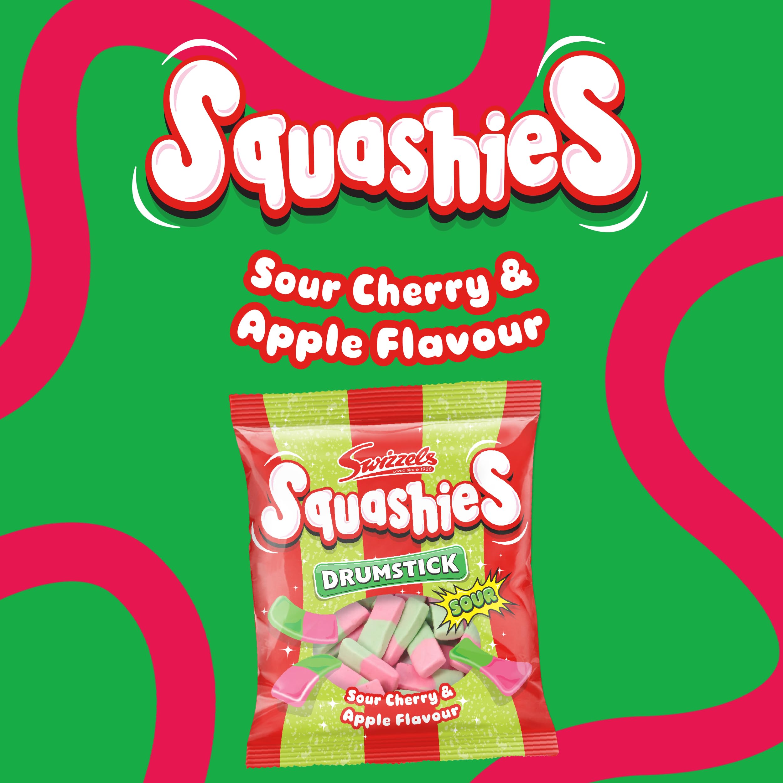 Swizzels Squashies Sweets - Sour Apple and Cherry Flavour Chewy Gummy Candy | 140g Bag 2
