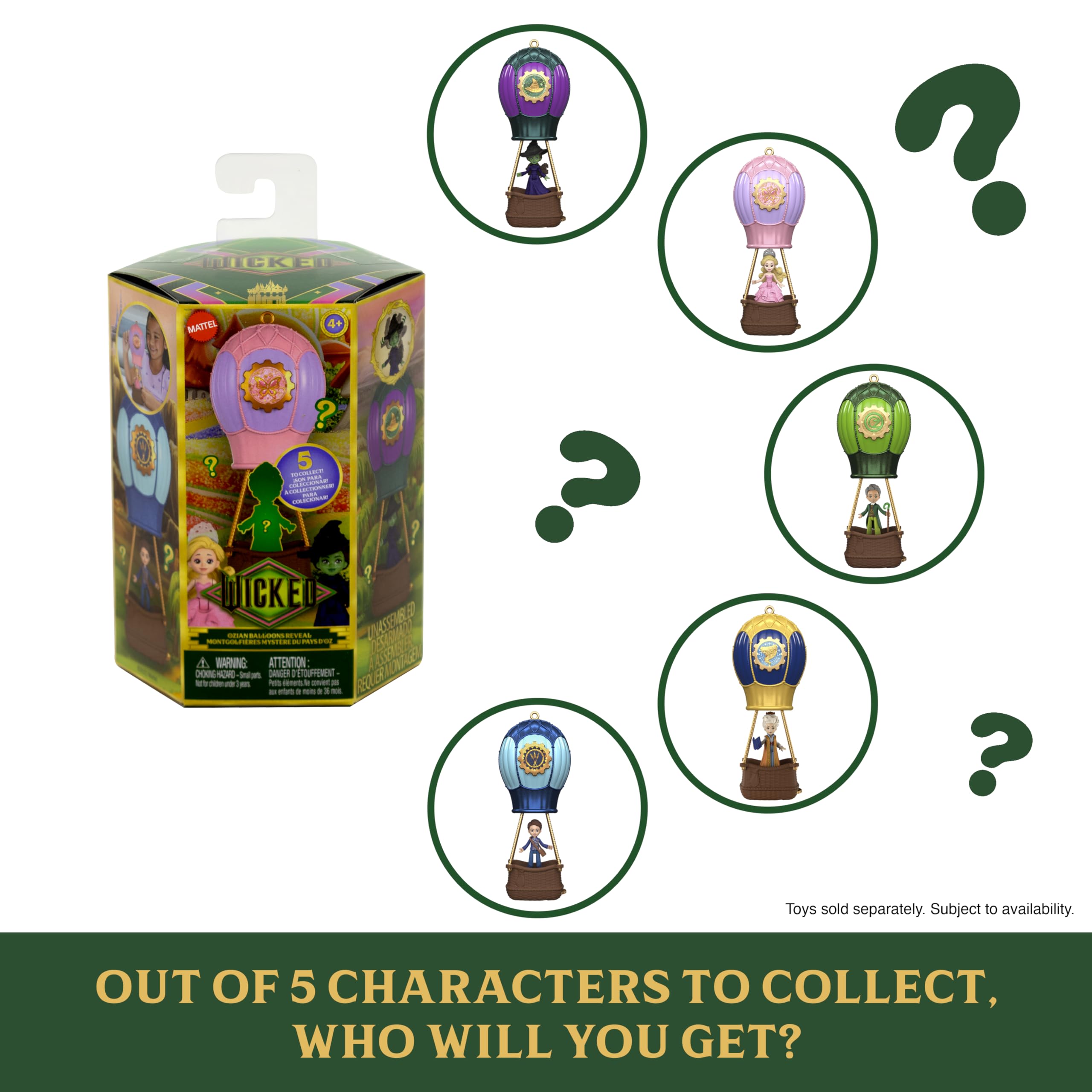 Mattel Universal Pictures’ Wicked Ozian Balloons Reveal Toy Set - Collectible Small Doll Playset for Kids 4+ 5