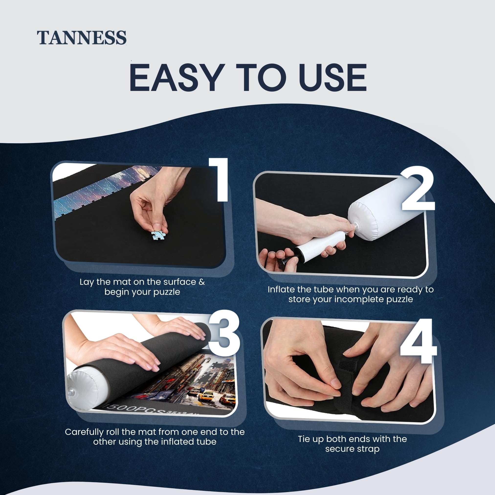 TANNESS Giant Jigsaw Board - Puzzle Roll Mat for 1500 Pieces with Storage Bag 8