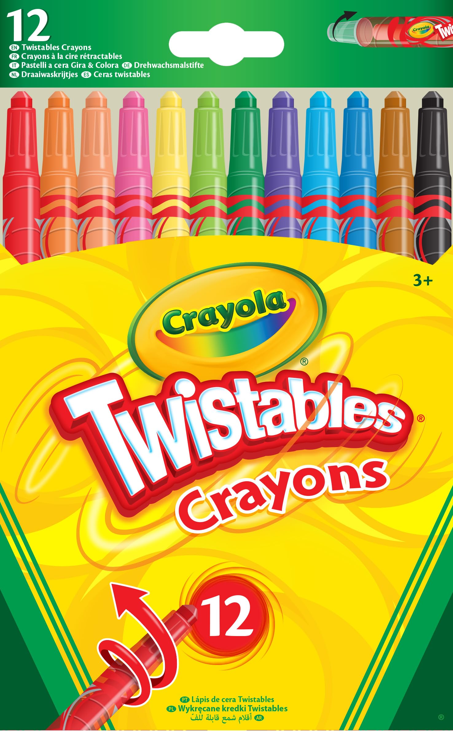 CRAYOLA Twistables Crayons - 12 Vibrant Colors | No Sharpening Needed | Ages 3+