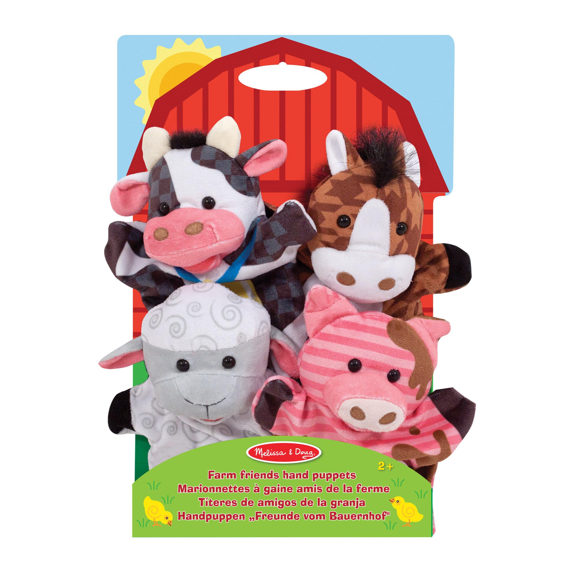 Melissa & Doug Farm Friends Hand Puppets - 4-Piece Soft Puppet Set for Toddlers 2+ 9