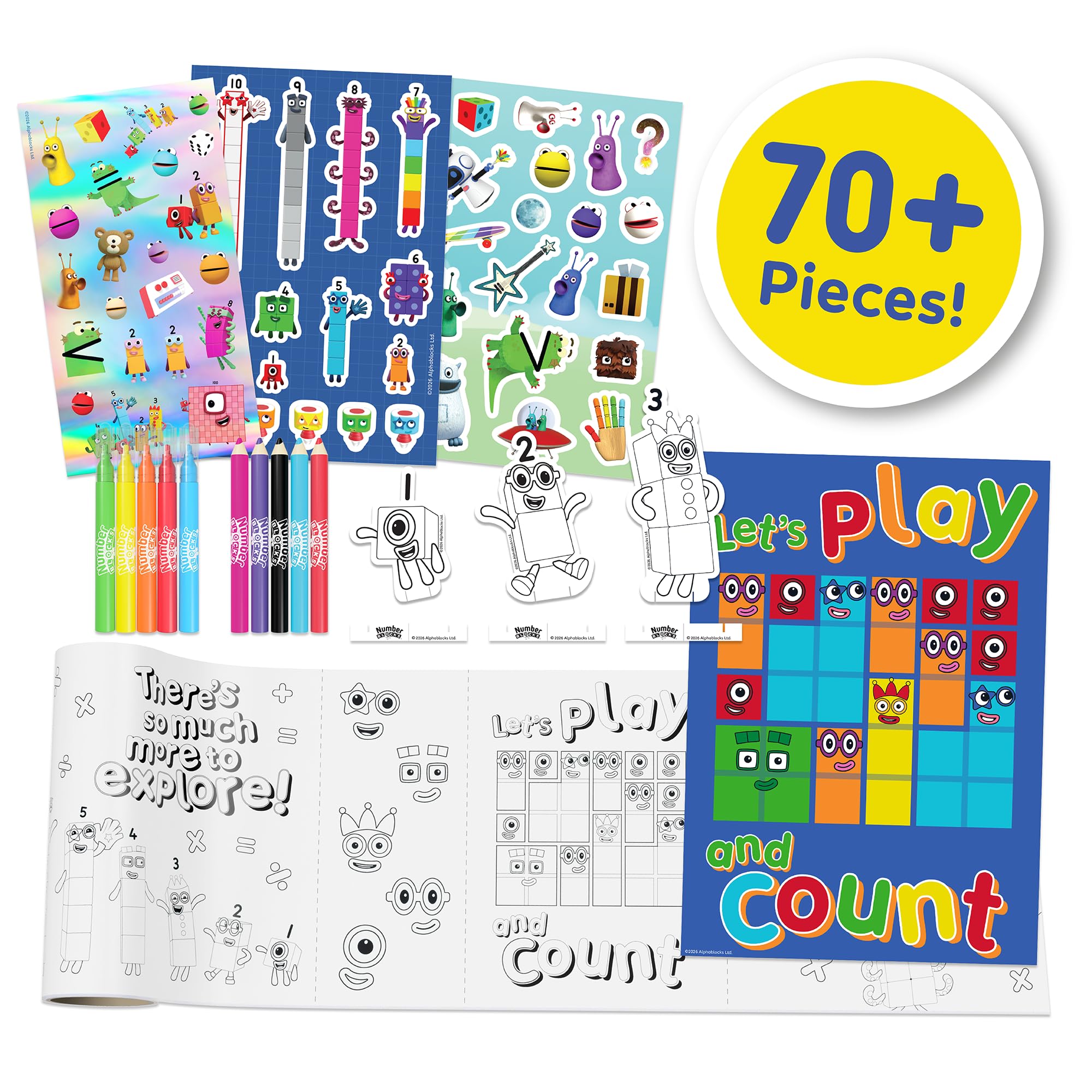 BLADEZ Numberblocks Bumper Activity Set - 70+ Pieces, Ages 3+ | Drawing & Craft Kit