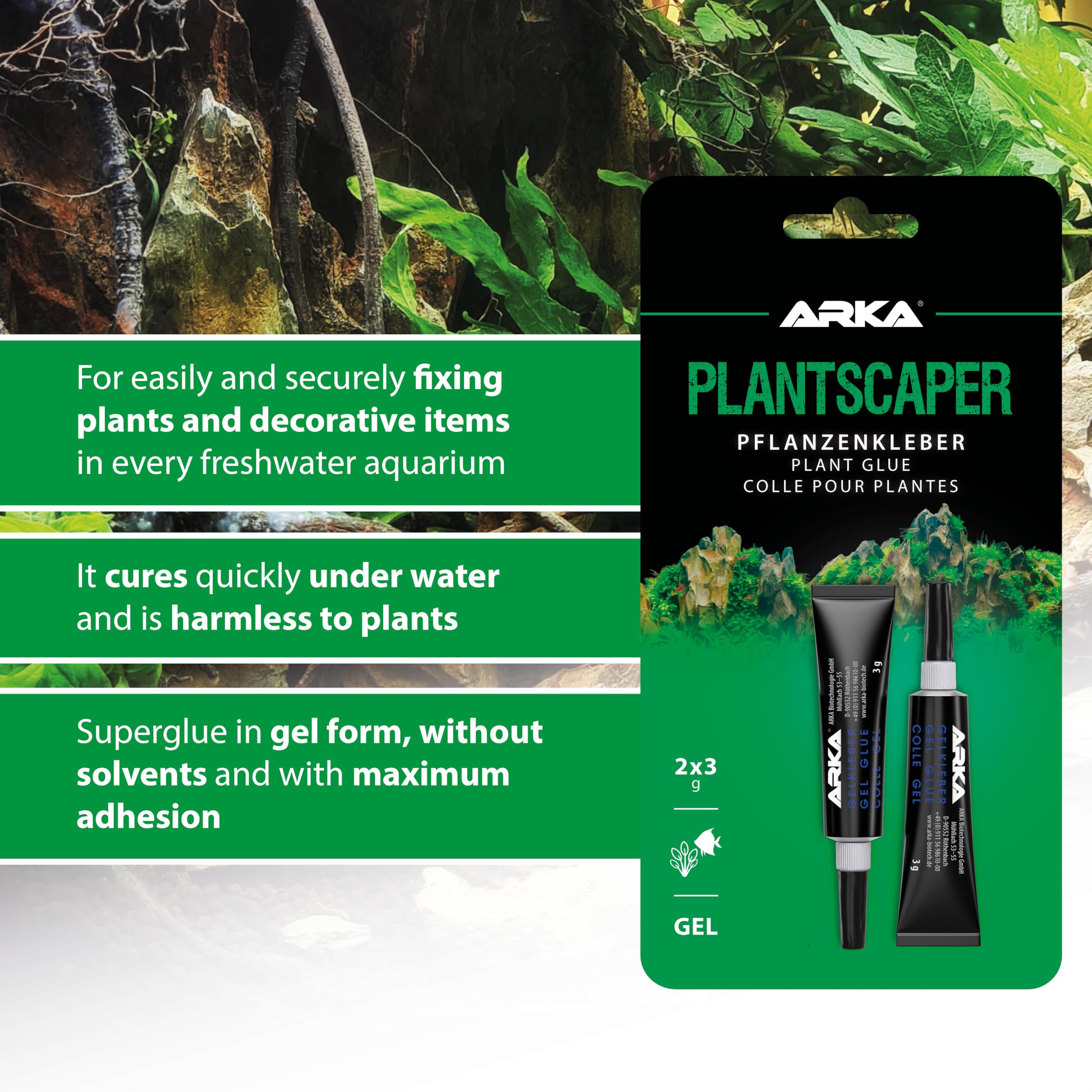 ARKA Plantscaper Gel - Aquarium Plant Glue Twin-Pack | 6g Total | Non-Toxic Cyanoacrylate 3