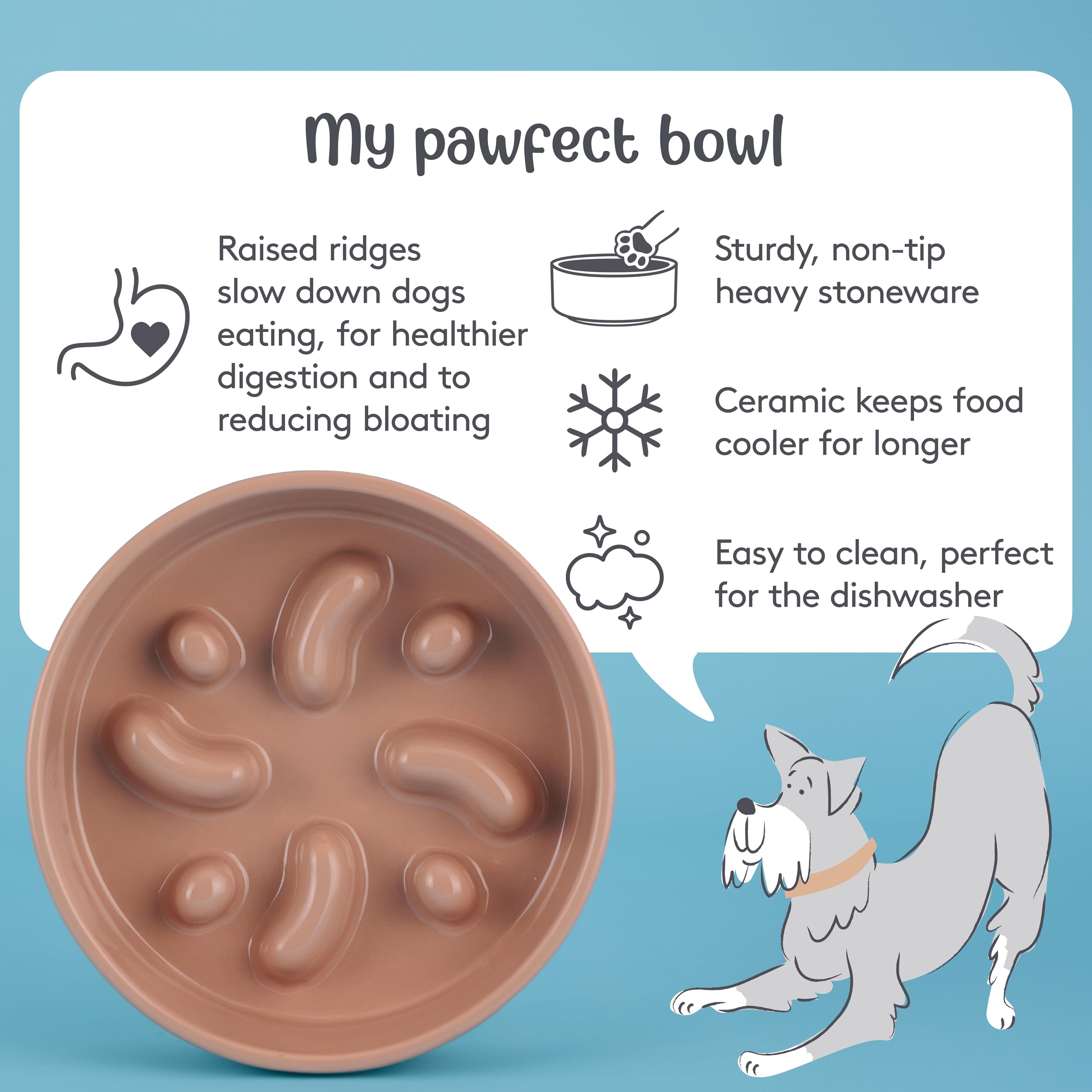 Mason Cash Cane Ceramic Slow Feeder Dog Bowl - Heavyweight Stoneware for Medium/Large Dogs | Dishwasher Safe 4
