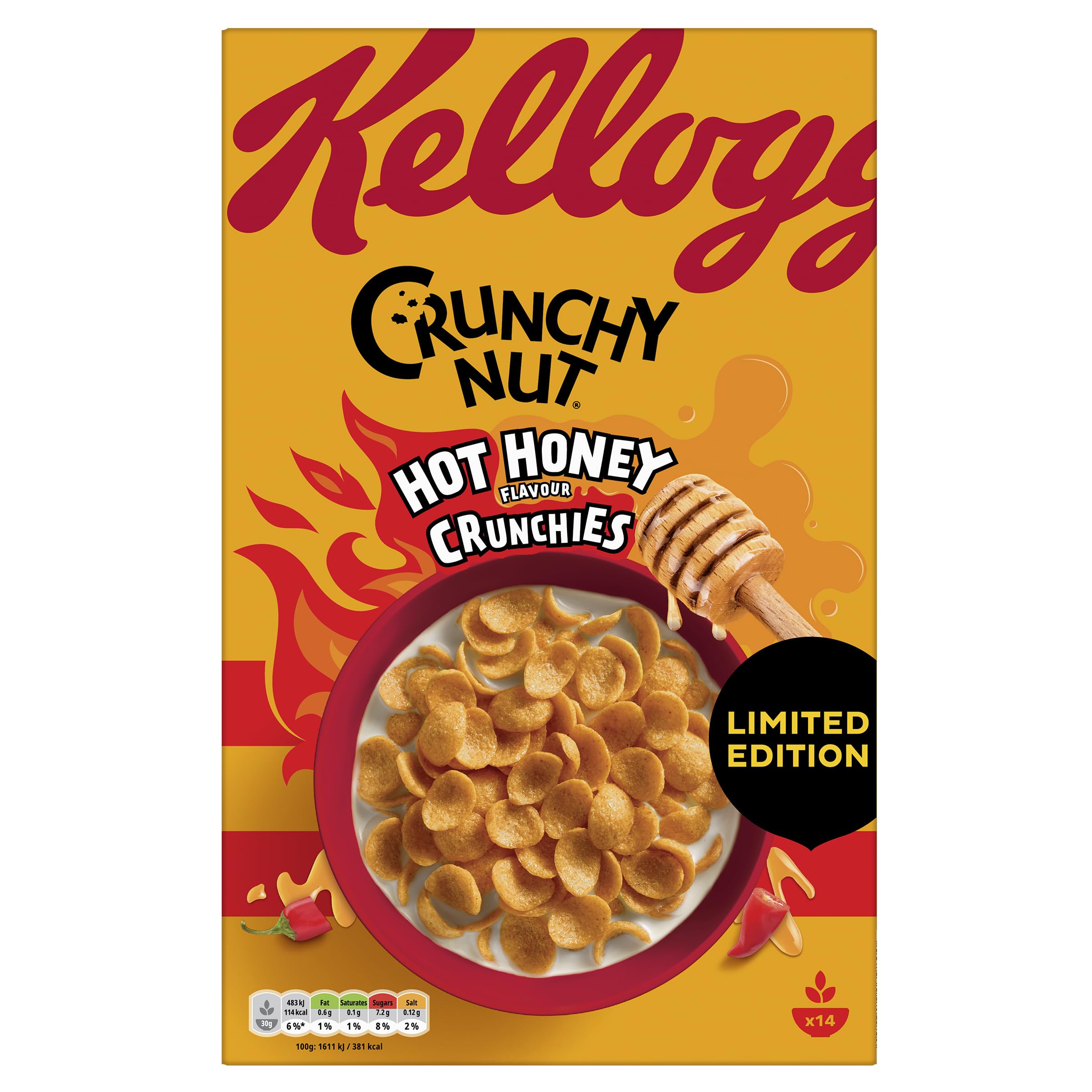 Kellogg's Krave Crunchy Nut Hot Honey Crunchies Cereal - Corn, Wheat & Oat with Honey & Chilli | 420g