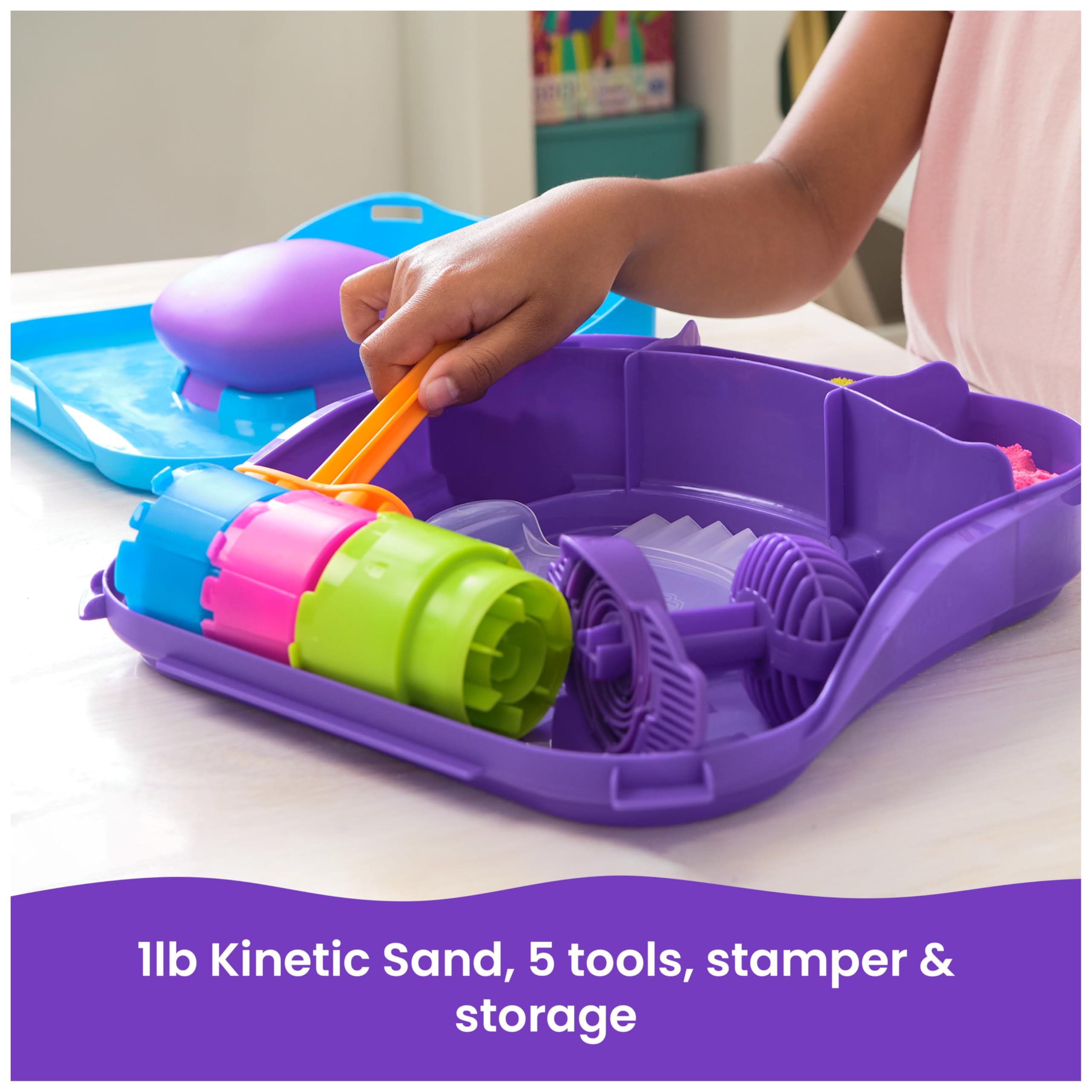 Kinetic Sand SquishMotion Playset with 453g Sand, 5 Tools & Reusable Case | Ages 5+ 4