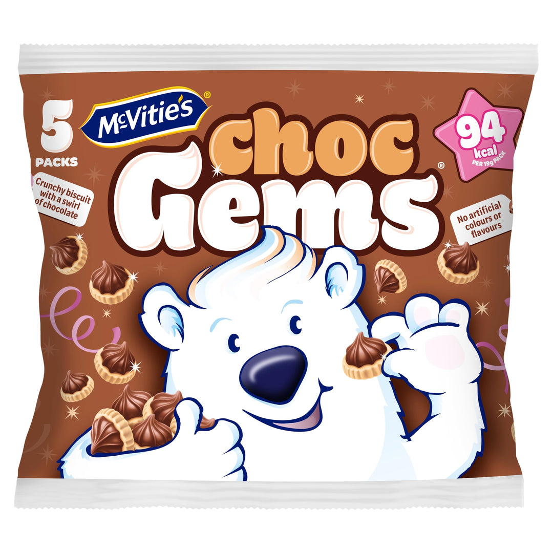 McVitie's Milk Chocolate Iced Gems, 19g (Pack of 5 Individually Wrapped Minibags)