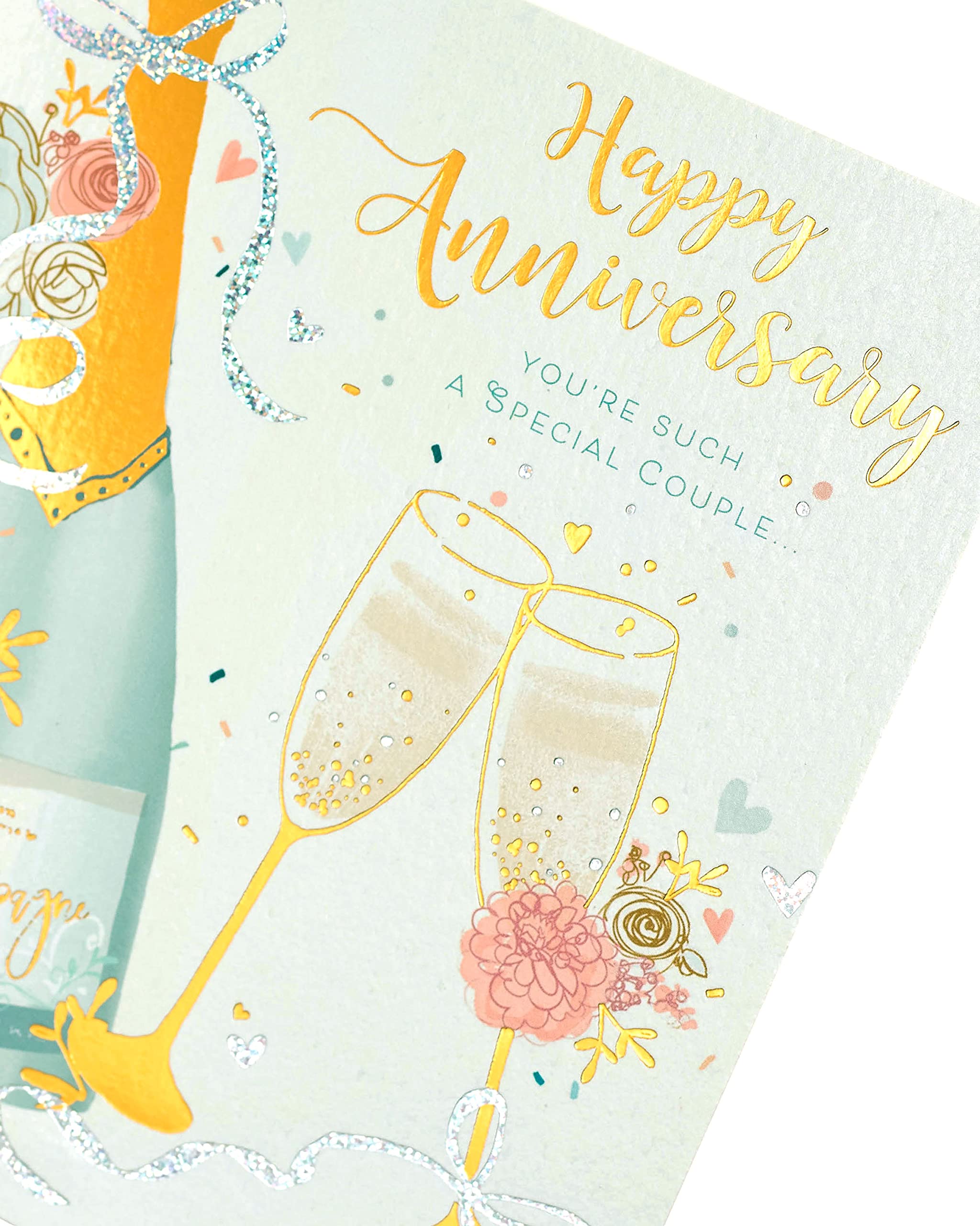 UK Greetings Anniversary Card for Him/Her/Friend - Champagne & Flutes Design | 165 x 190 mm 4