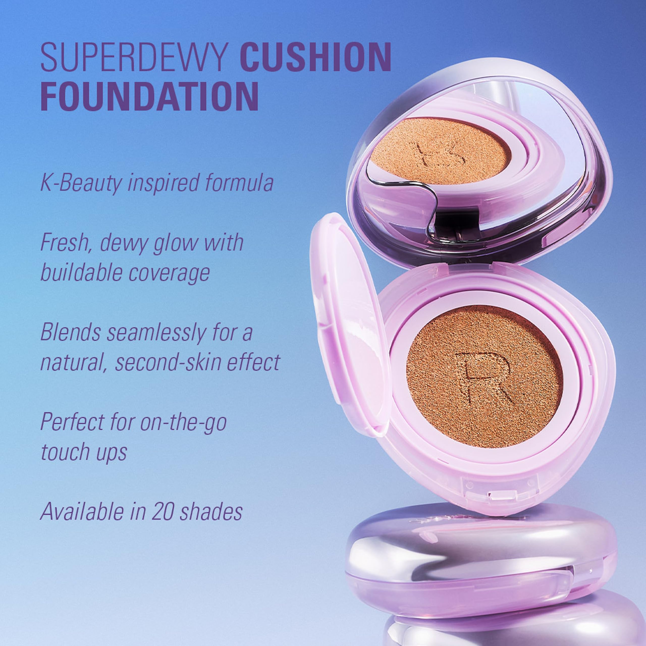 Revolution Beauty London Superdewy Cushion Foundation - Buildable Coverage, Hydrating Finish | Fair Warm 6