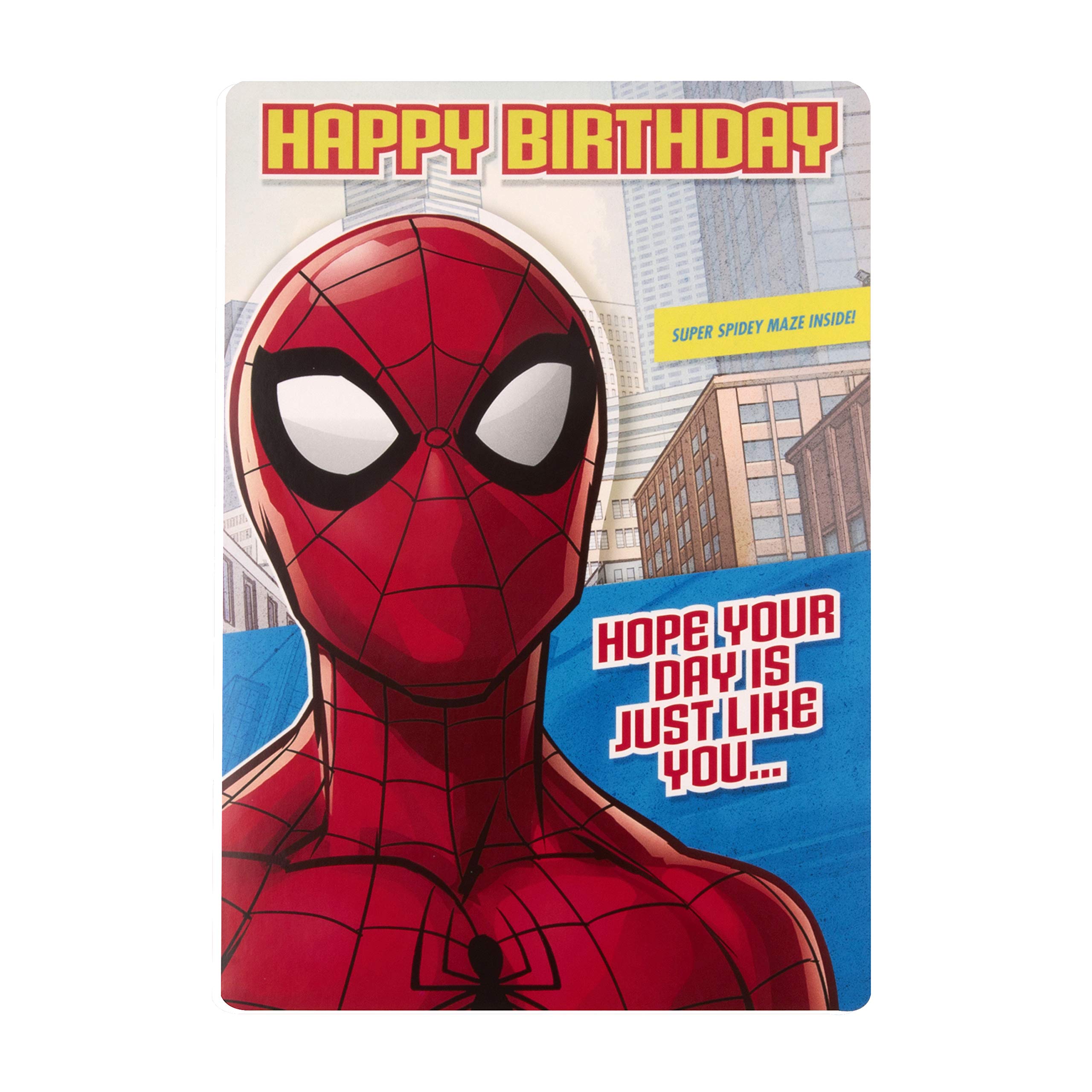 Hallmark Spider-Man Birthday Card for Kids with Maze Activity | 22.8cm x 15.9cm