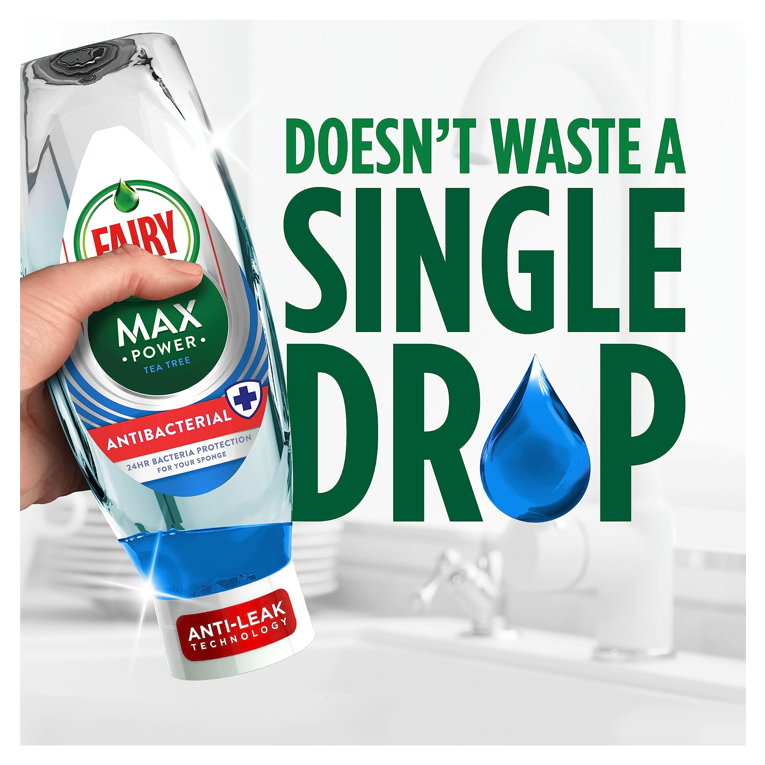 Fairy Max Power Antibacterial Washing Up Liquid - 730ml Eucalyptus Scent | Fast Cleaning 5