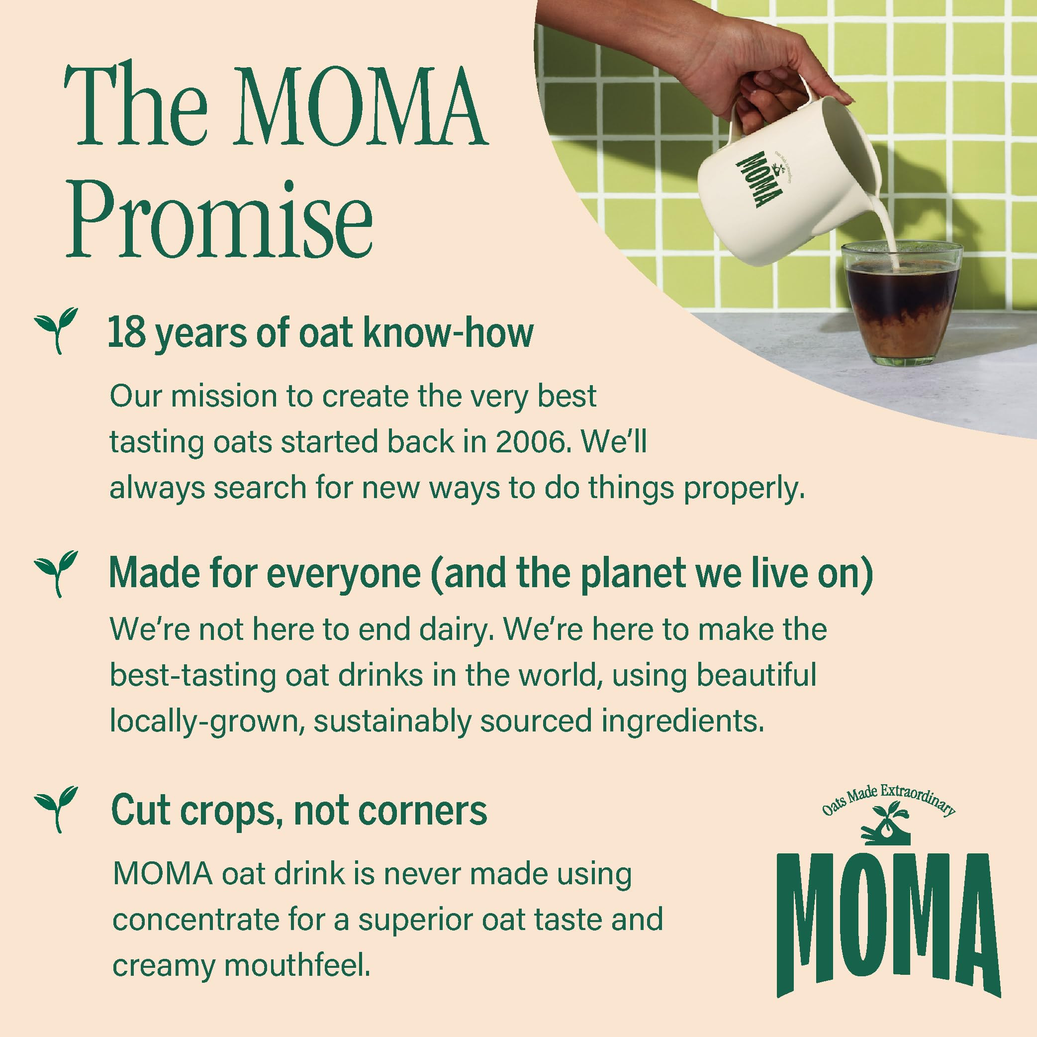 MOMA Pistachio Flavoured Oat Drink - 1L - Plant Based & Vegan - Not From Concentrate 9