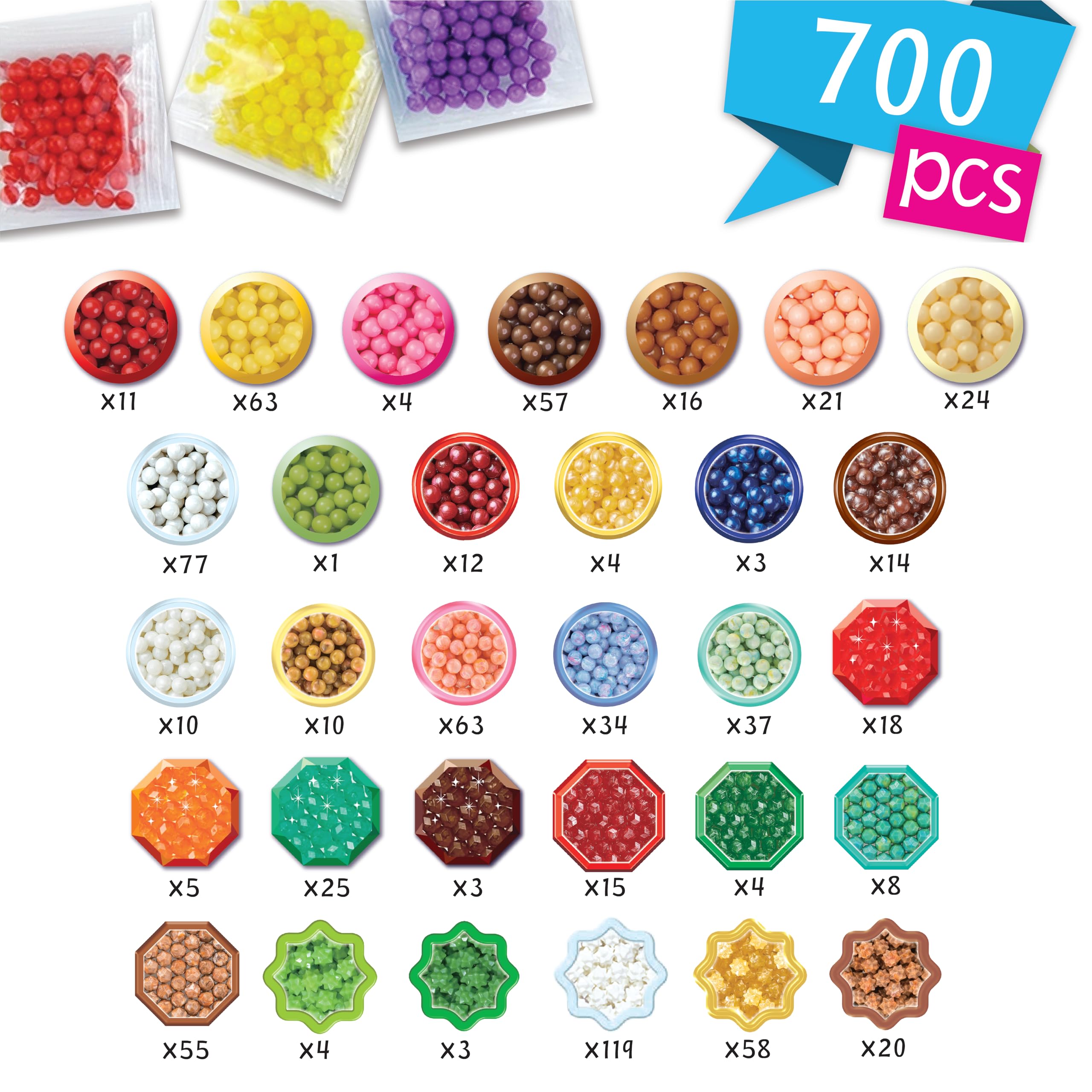 Aquabeads Sundaes & Sweets Accessory Kit 35090 | 700 Beads in 31 Colours | Ages 4+ 7