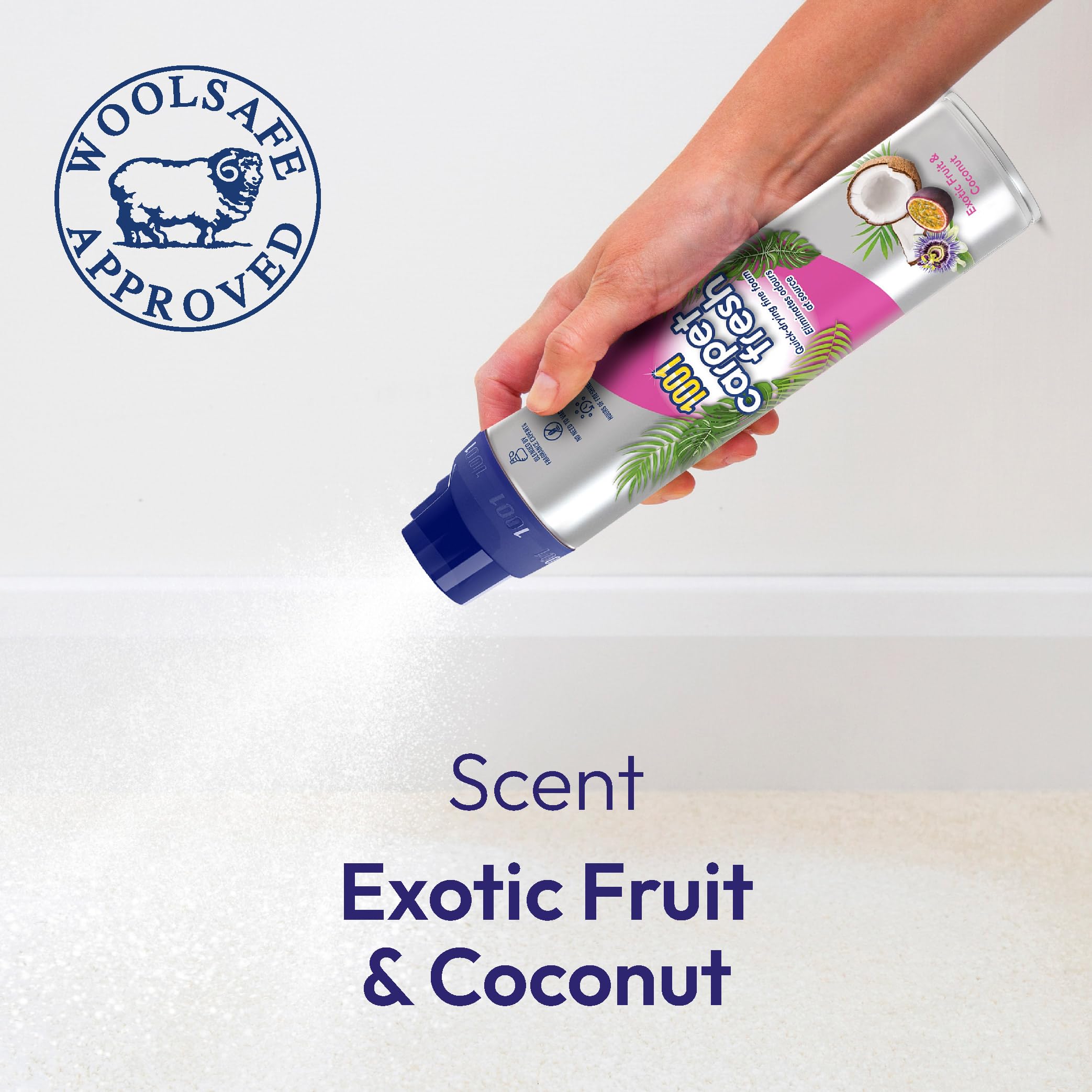 1001 Carpet Fresh Exotic Fruit & Coconut Deodoriser - 300ml | Quick Drying Foam | Odour Neutraliser 4