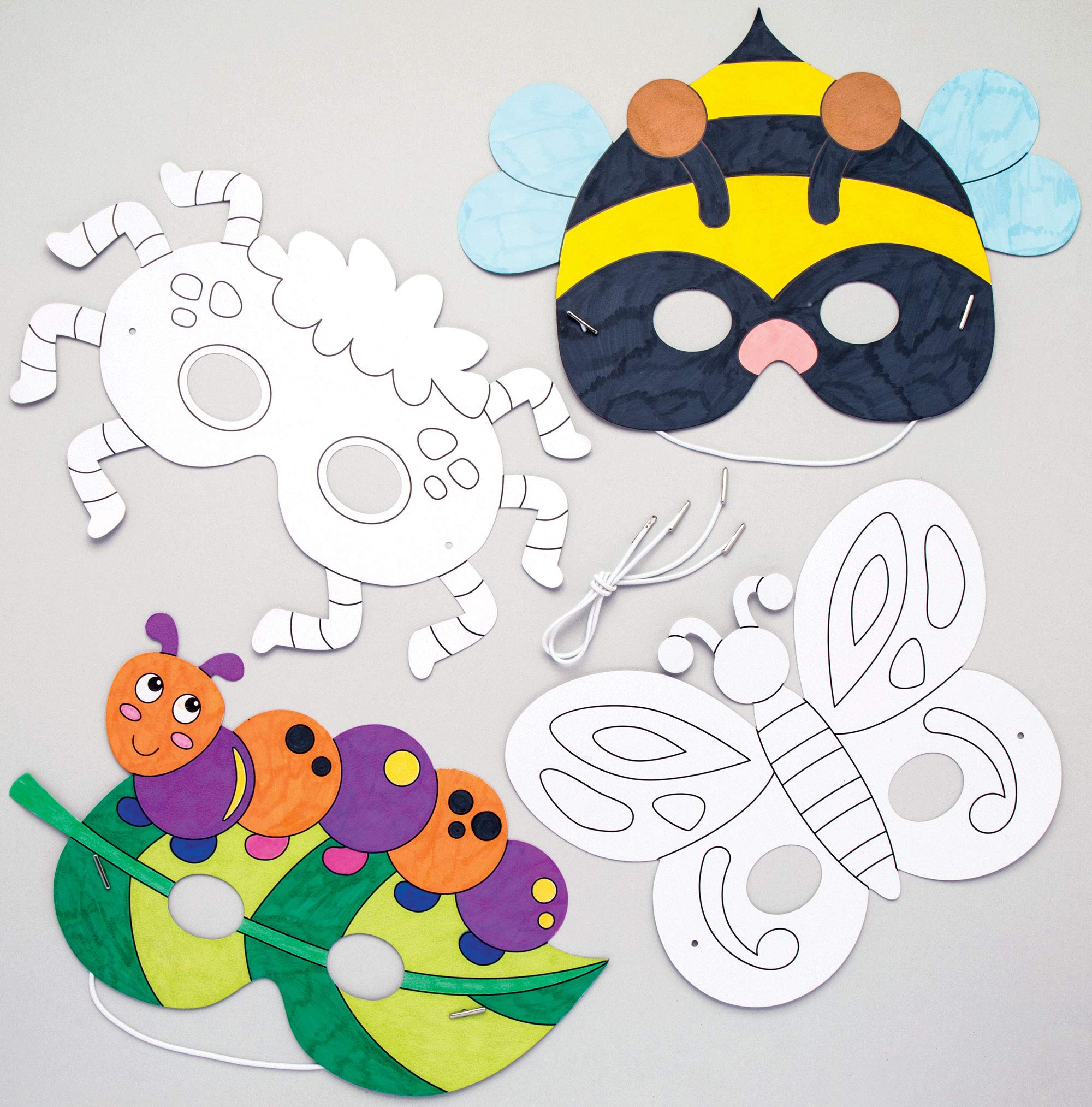 Baker Ross Bug Colour In Masks - Pack of 8 DIY Craft Kit for Kids | Ages Not Specified 1