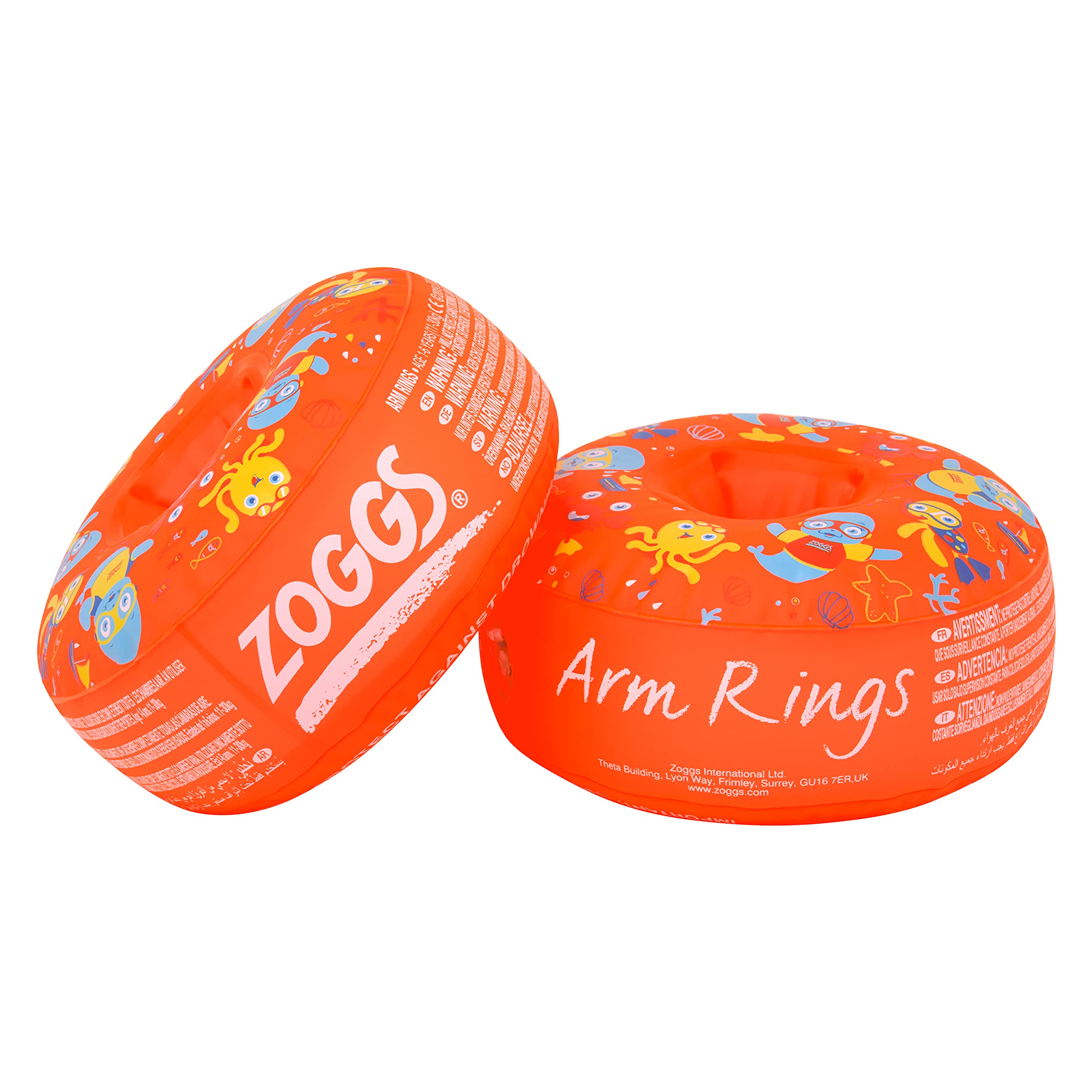 Zoggs Arm Rings Dual Buoyancy Swimming Armbands for Kids | Ages 1-6 Years, 11-30kg | Orange/Multi 1