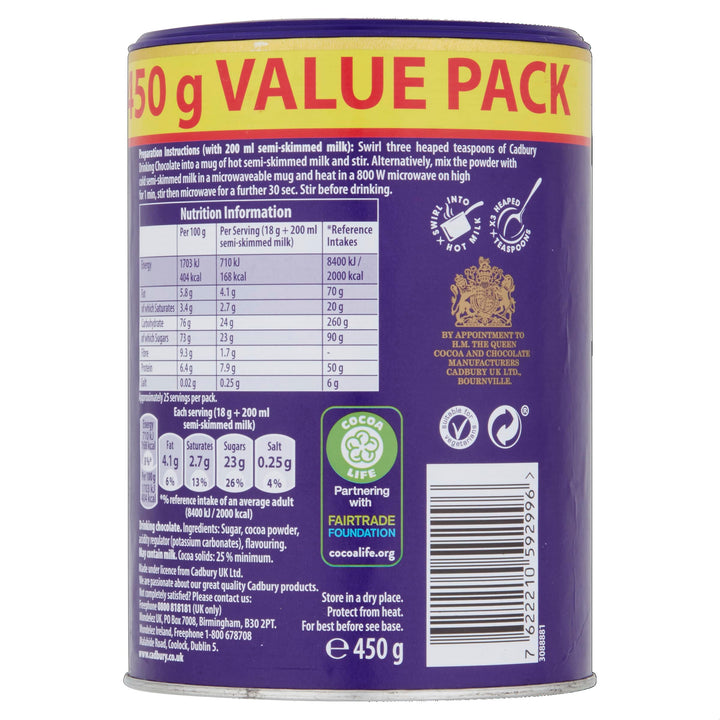 Cadbury - The Original Hot Chocolate Irresistibly Smooth Value Pack (450g)