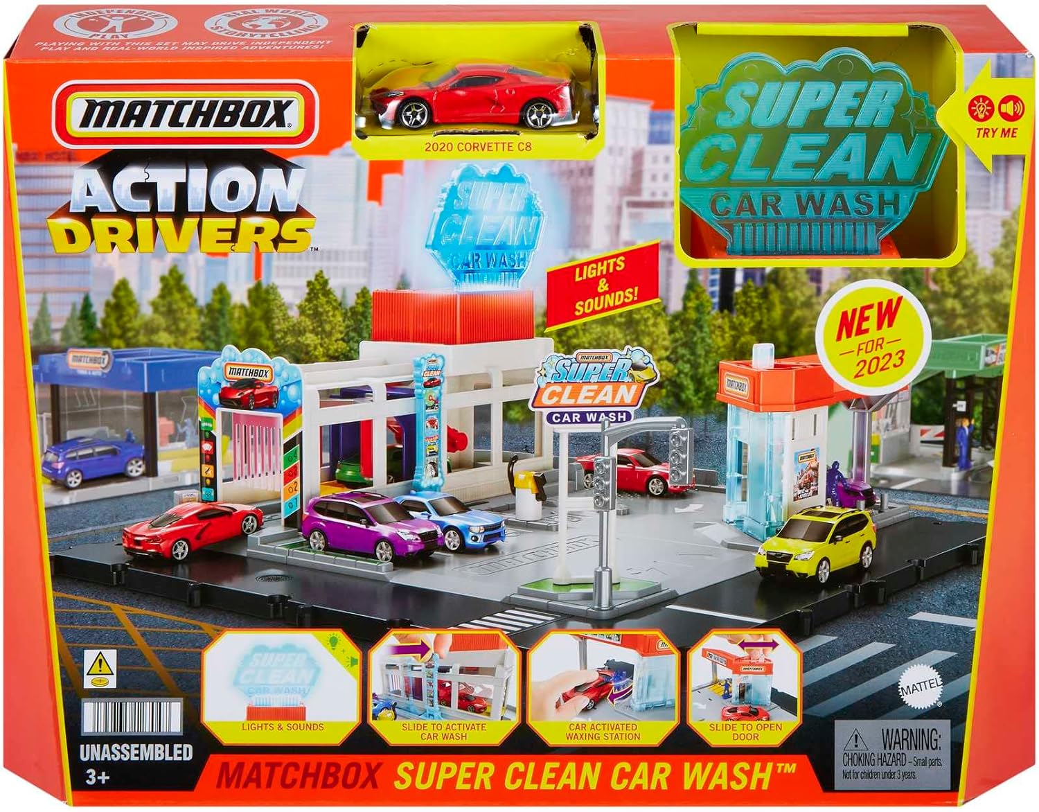 Matchbox Super Clean Carwash Playset - Lights, Sounds & Interactive Car Wash for Kids 8