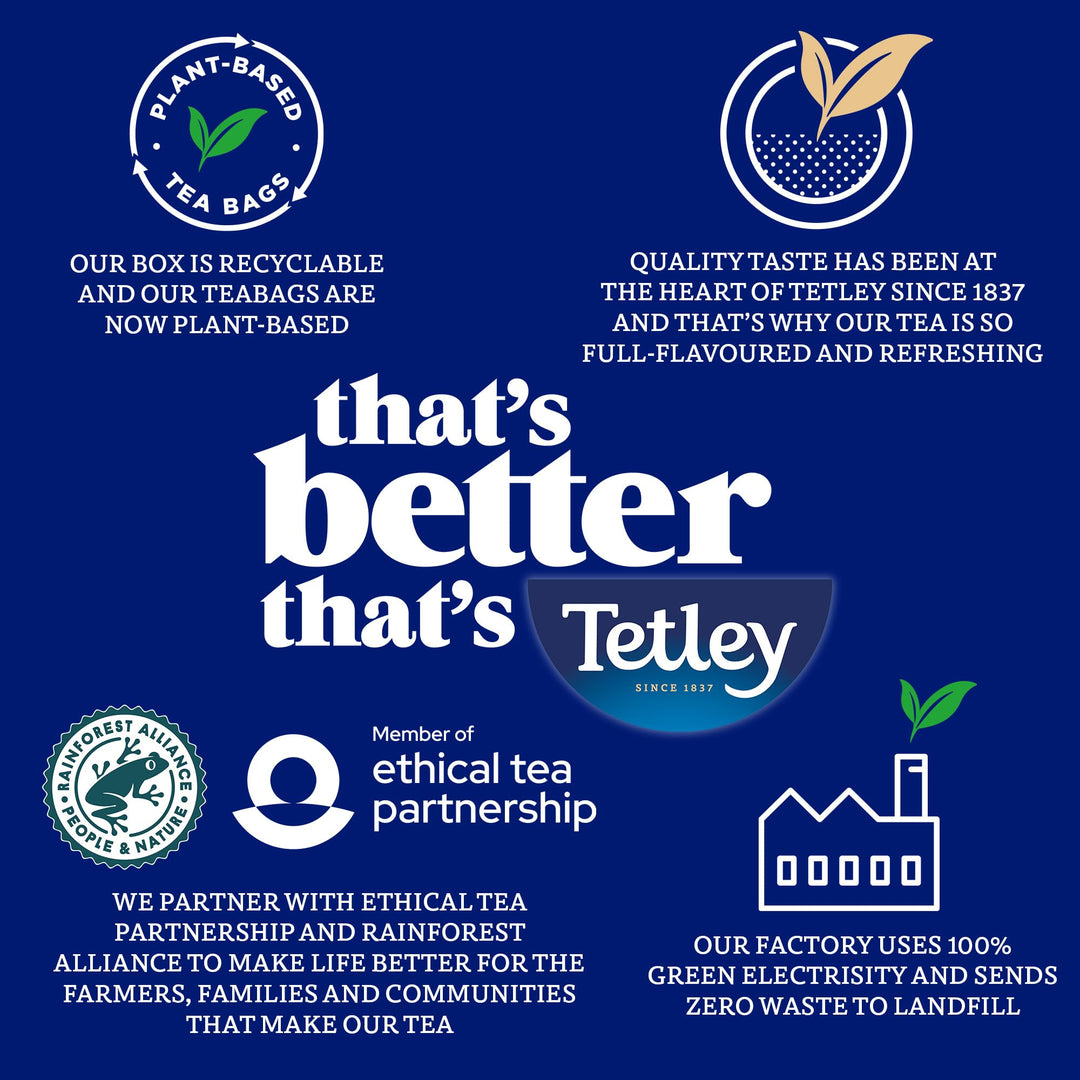 Tetley Extra Strong Black Tea Bags - 450 Bags (6 x 75) - Bold Assam Blend, Rainforest Alliance Certified