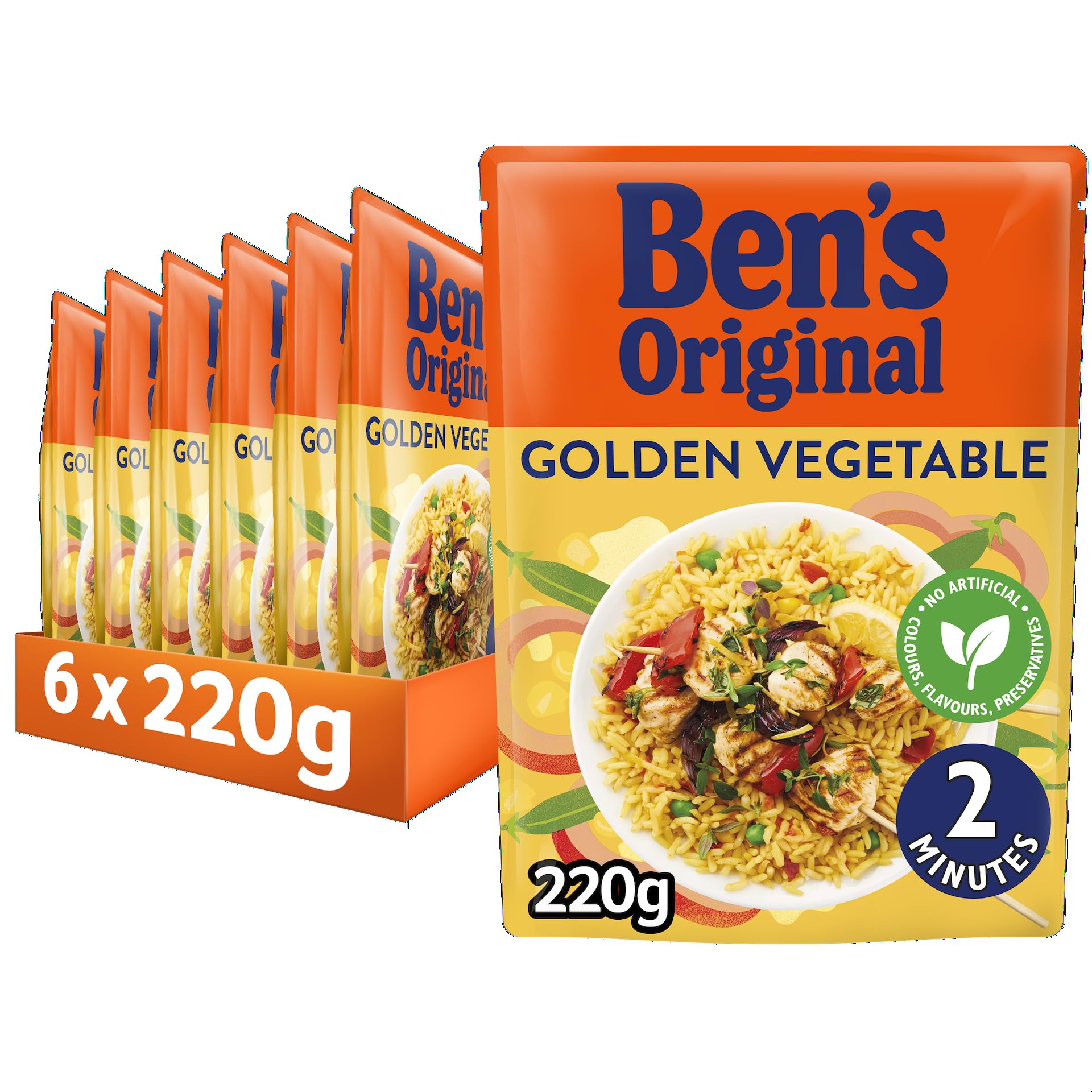 Ben's Original Golden Vegetable Microwave Rice - 6 x 220g Pouches 1